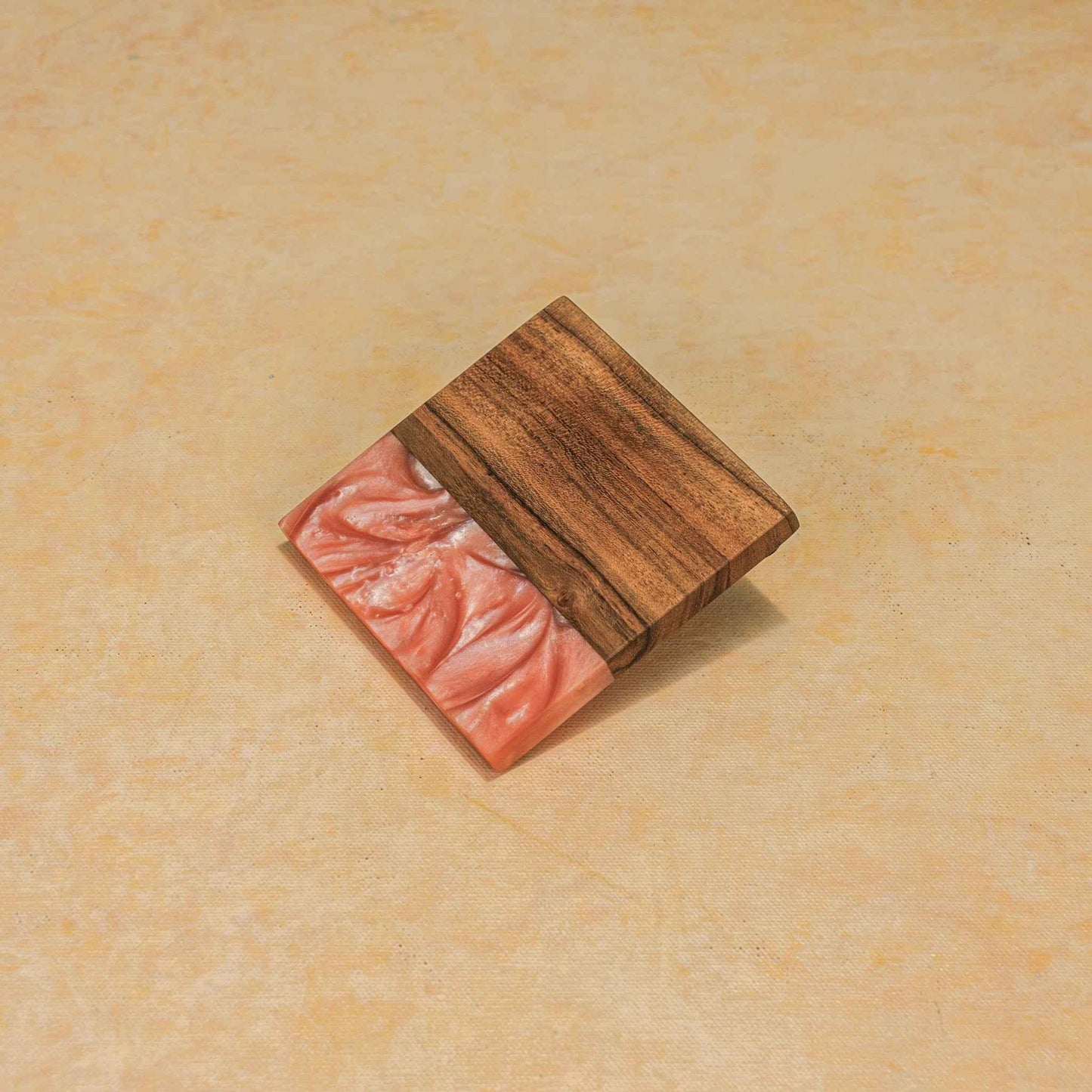 Blush Tide Coaster Set – Drink Coasters – Acacia Wood & Resin – Unique Wood-Grain – Set of 4