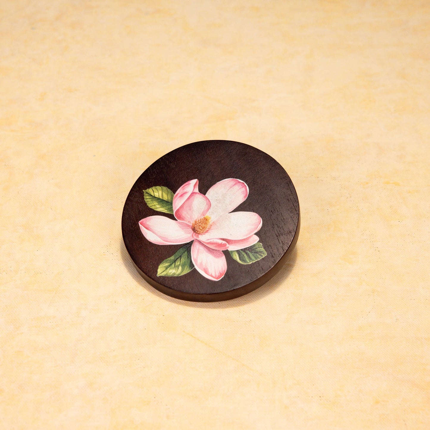 Sakura Floral Coasters – Hand-Painted Acacia Wood Drink Coaster Set – 10cm Square (Set of 4)