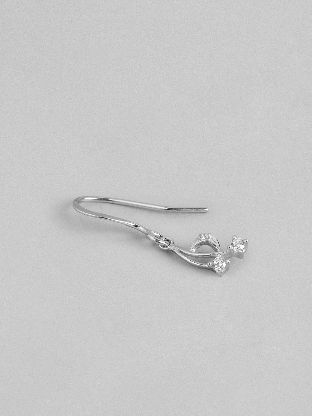 Contemporary Drop Earring – Fine Jewellery – Rhodium Plated Sterling Silver CZ – Tarnish Resistant 1.50 cm