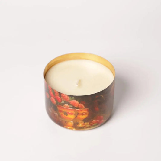 Luxury Brass Finish Soy Wax Candle – Handcrafted Decorative Jar Candle for Home & Festive Gifting