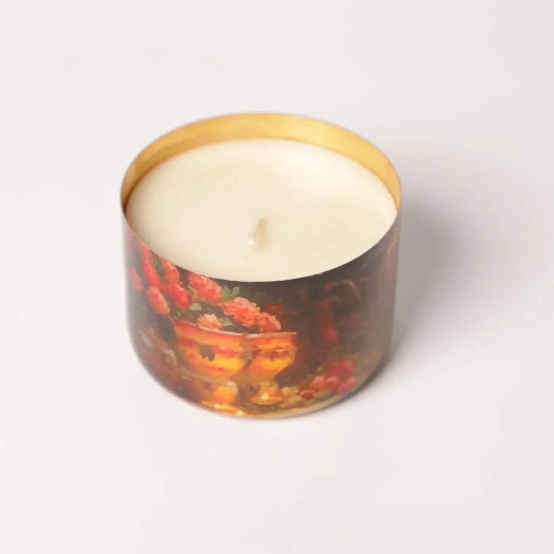 Luxury Brass Finish Soy Wax Candle – Handcrafted Decorative Jar Candle for Home & Festive Gifting