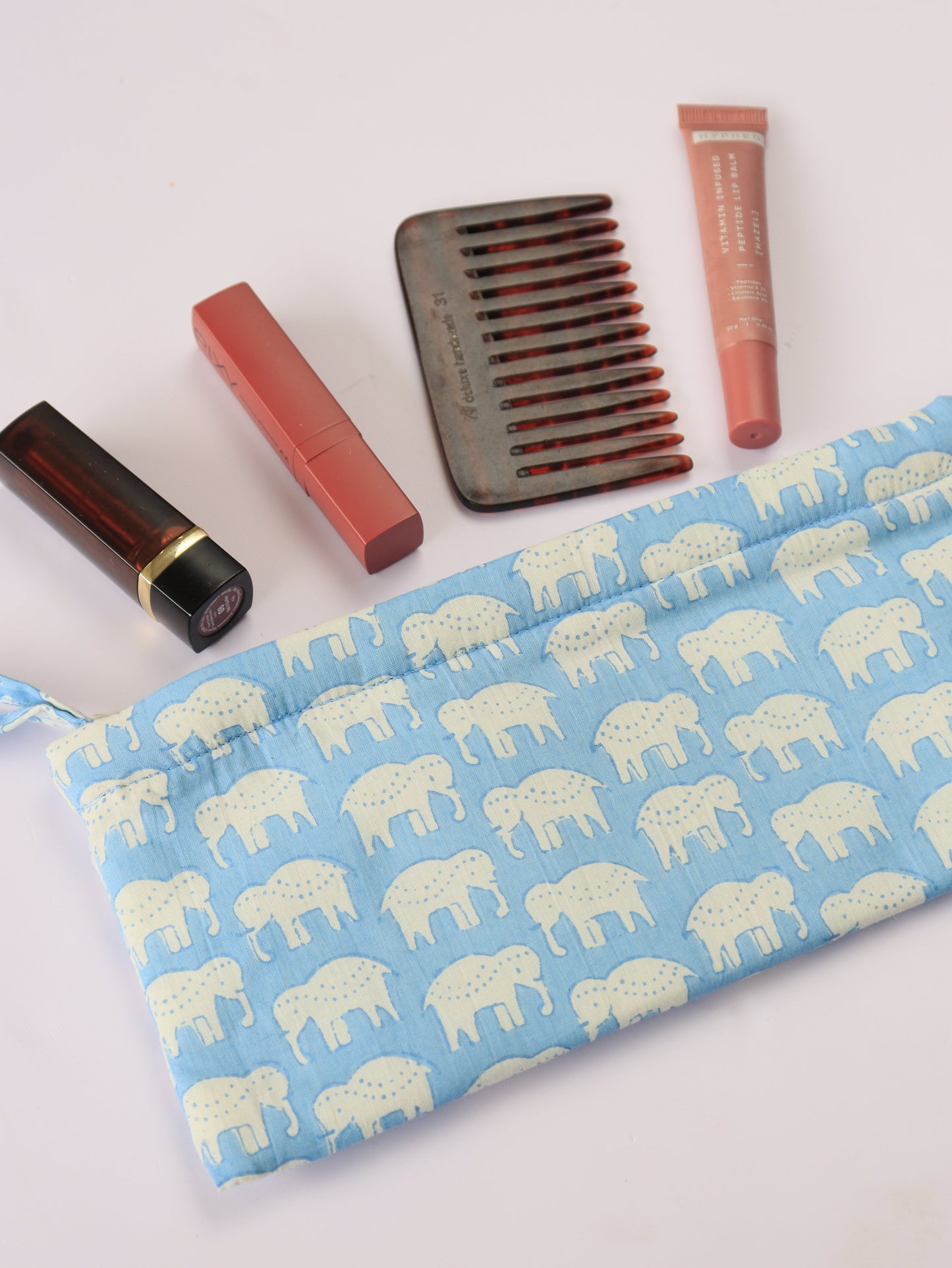 Hand-Stitched Organic Cotton Pouch With Sturdy Metal Zip - Eight Prints