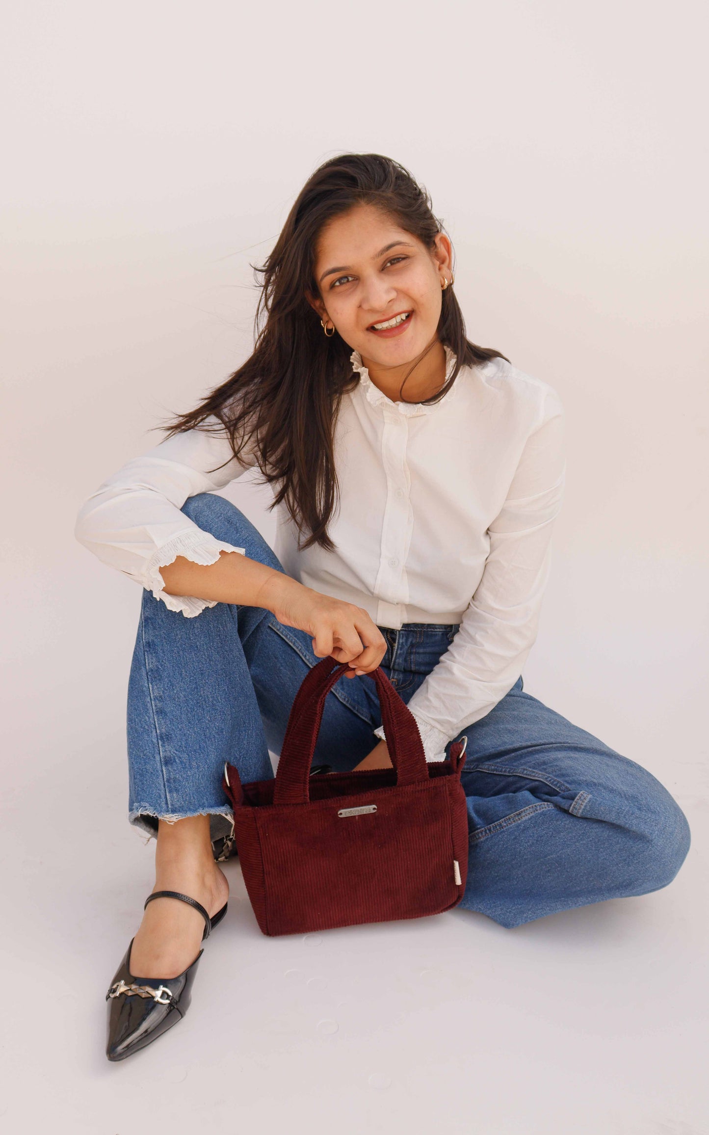 Hand-Dyed Corduroy Tote Bag With Detachable Strap - Mini