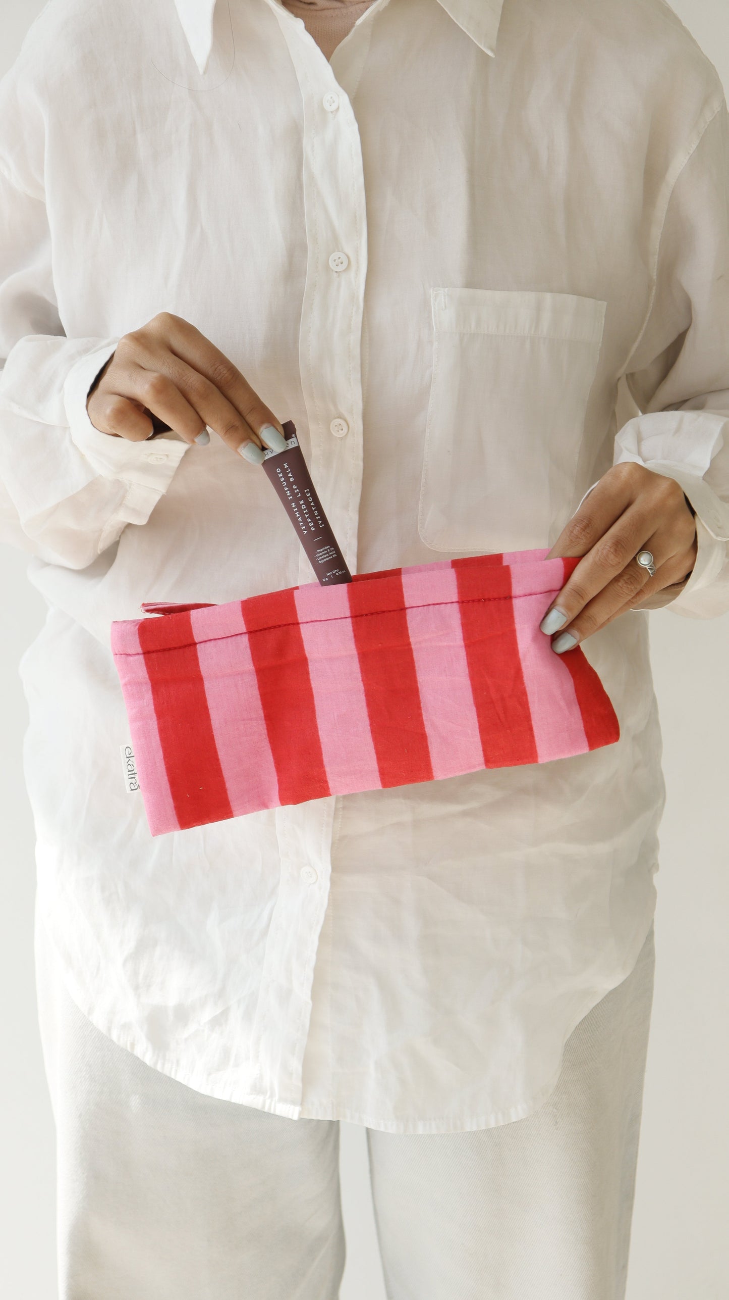 Hand-Stitched Organic Cotton Pouch With Sturdy Metal Zip - Eight Prints