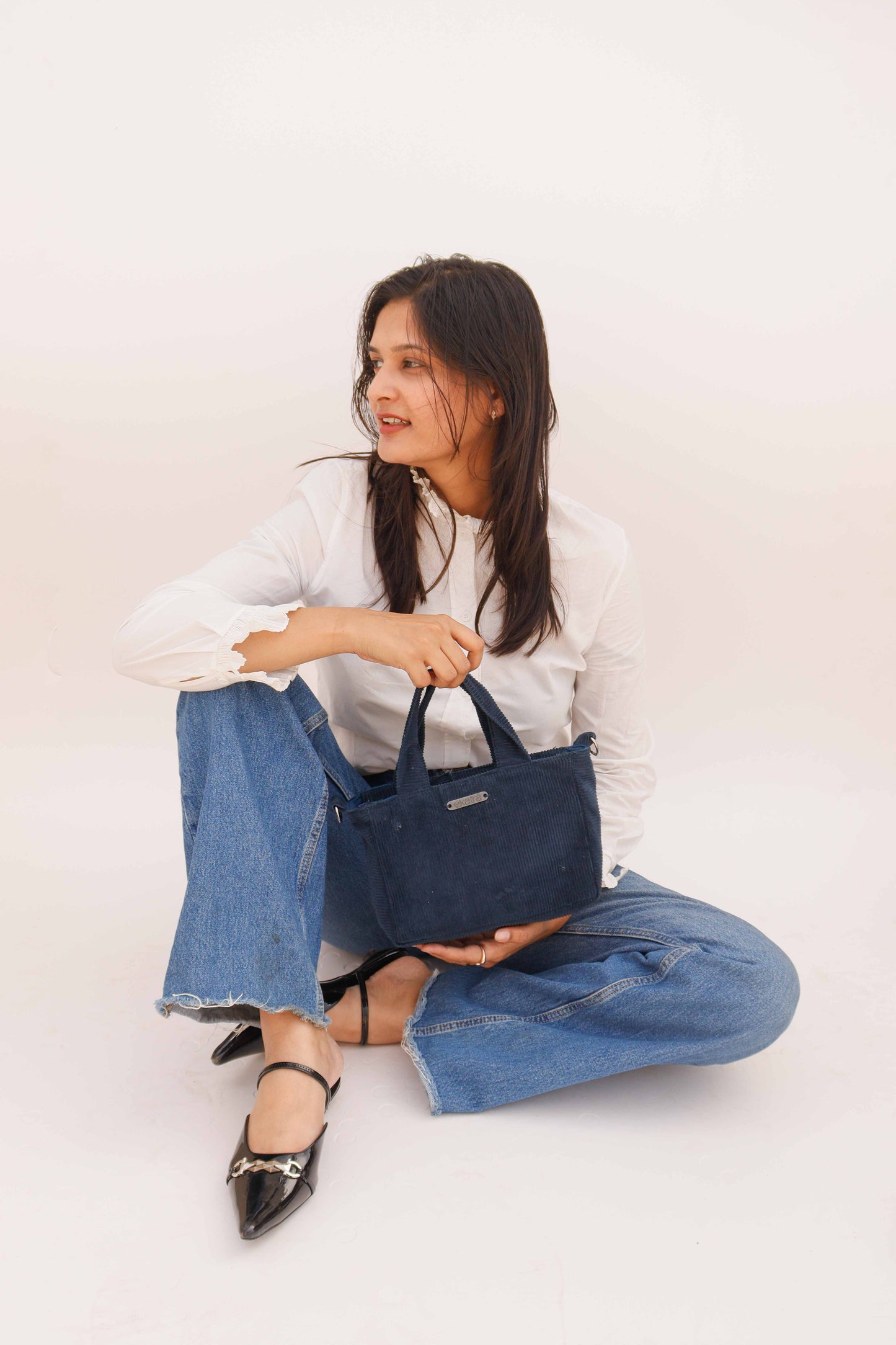 Hand-Dyed Corduroy Tote Bag With Detachable Strap - Mini