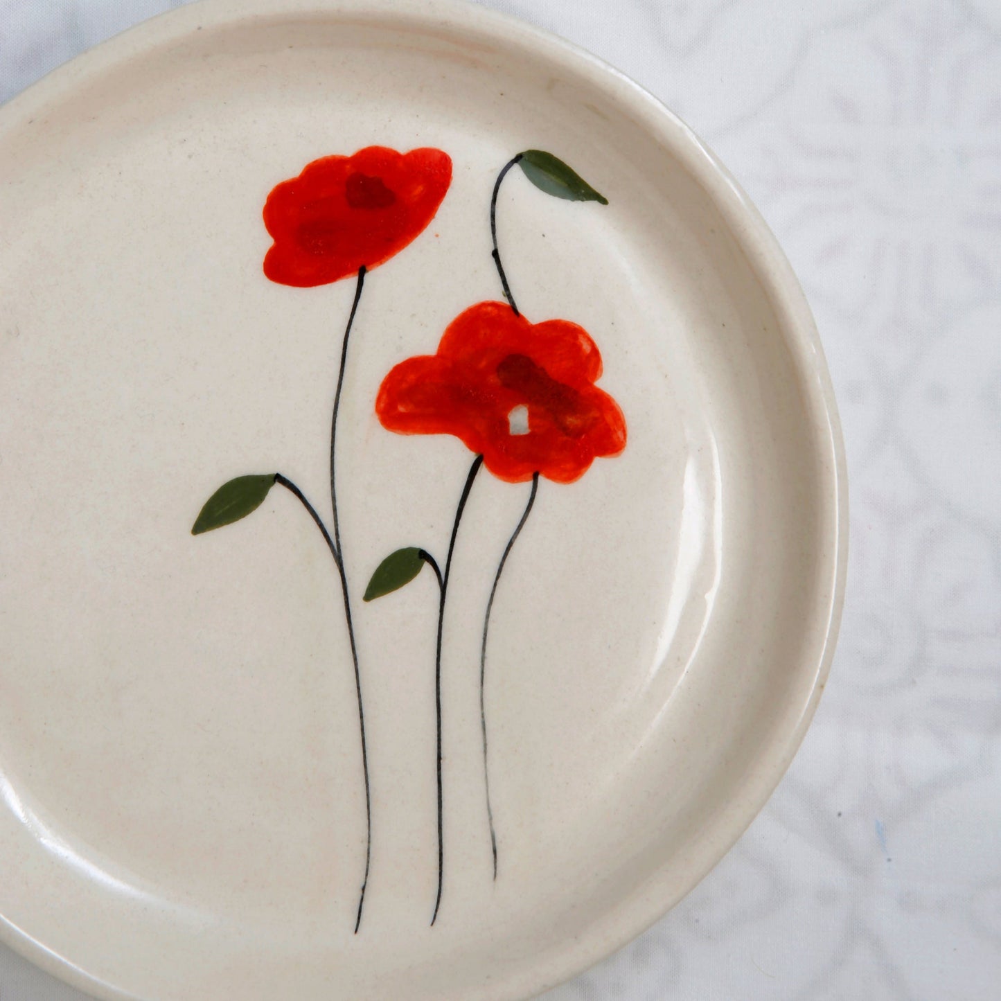 Ruby Bloom Dessert Plate – Glazed Ceramic – 5 Inch – Microwave & Dishwasher Safe