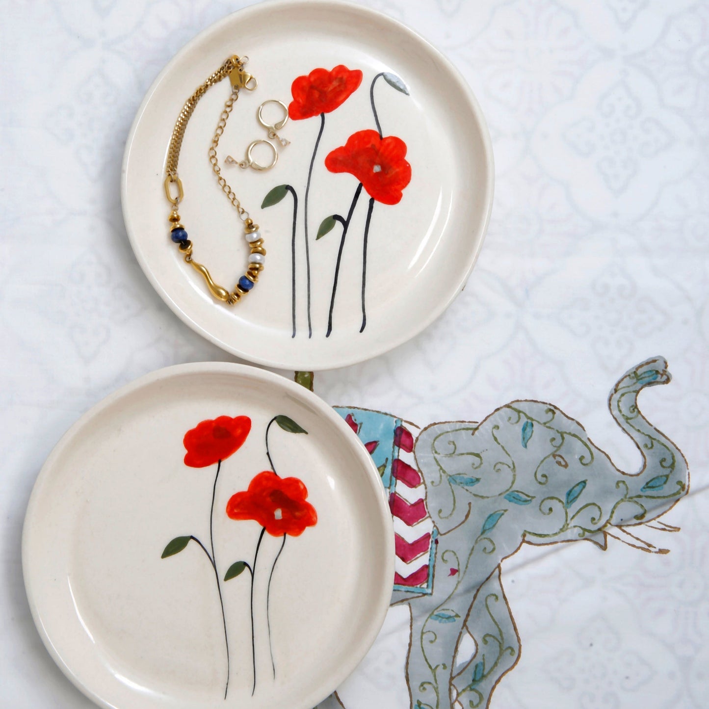 Ruby Bloom Dessert Plate – Glazed Ceramic – 5 Inch – Microwave & Dishwasher Safe