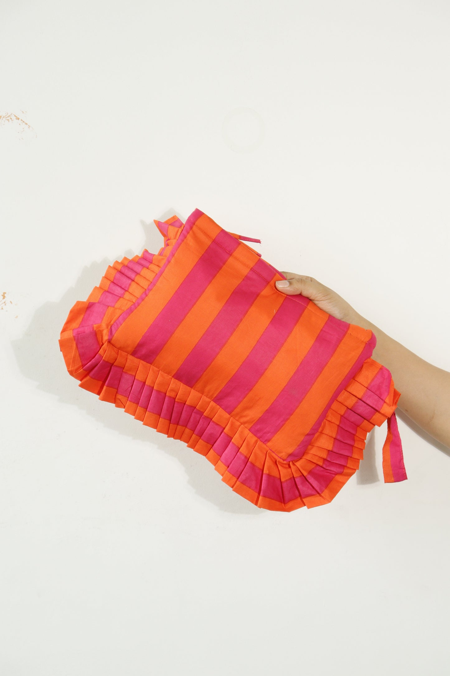 Cotton Pouch With Frill Edge - Large Size