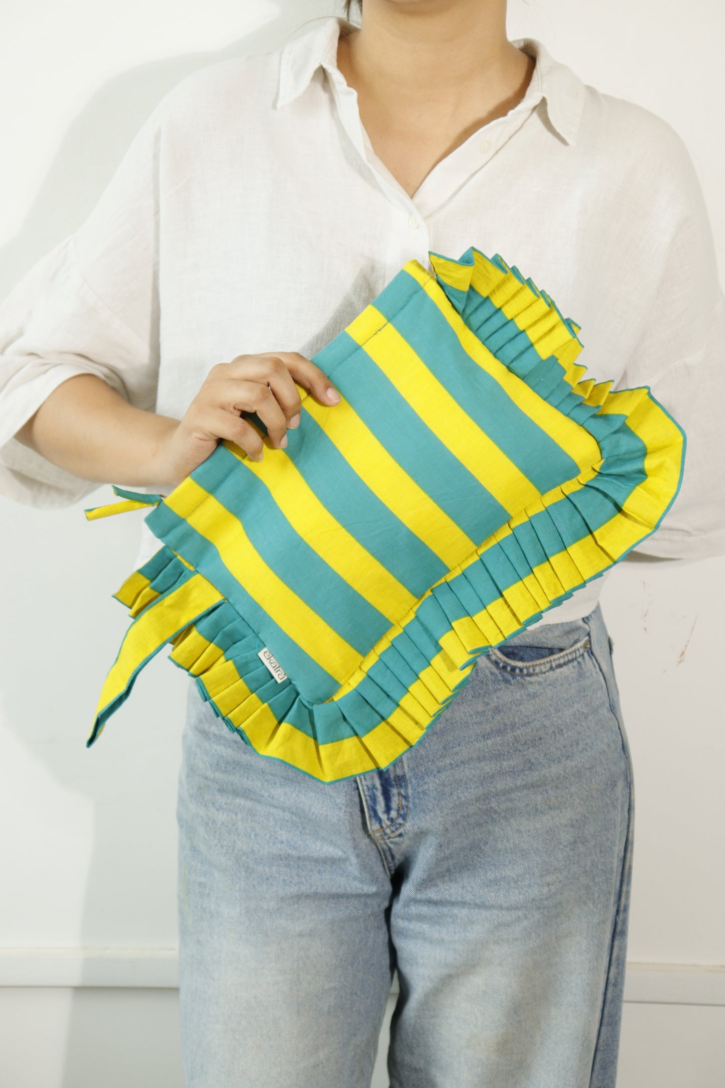 Cotton Pouch With Frill Edge - Large Size