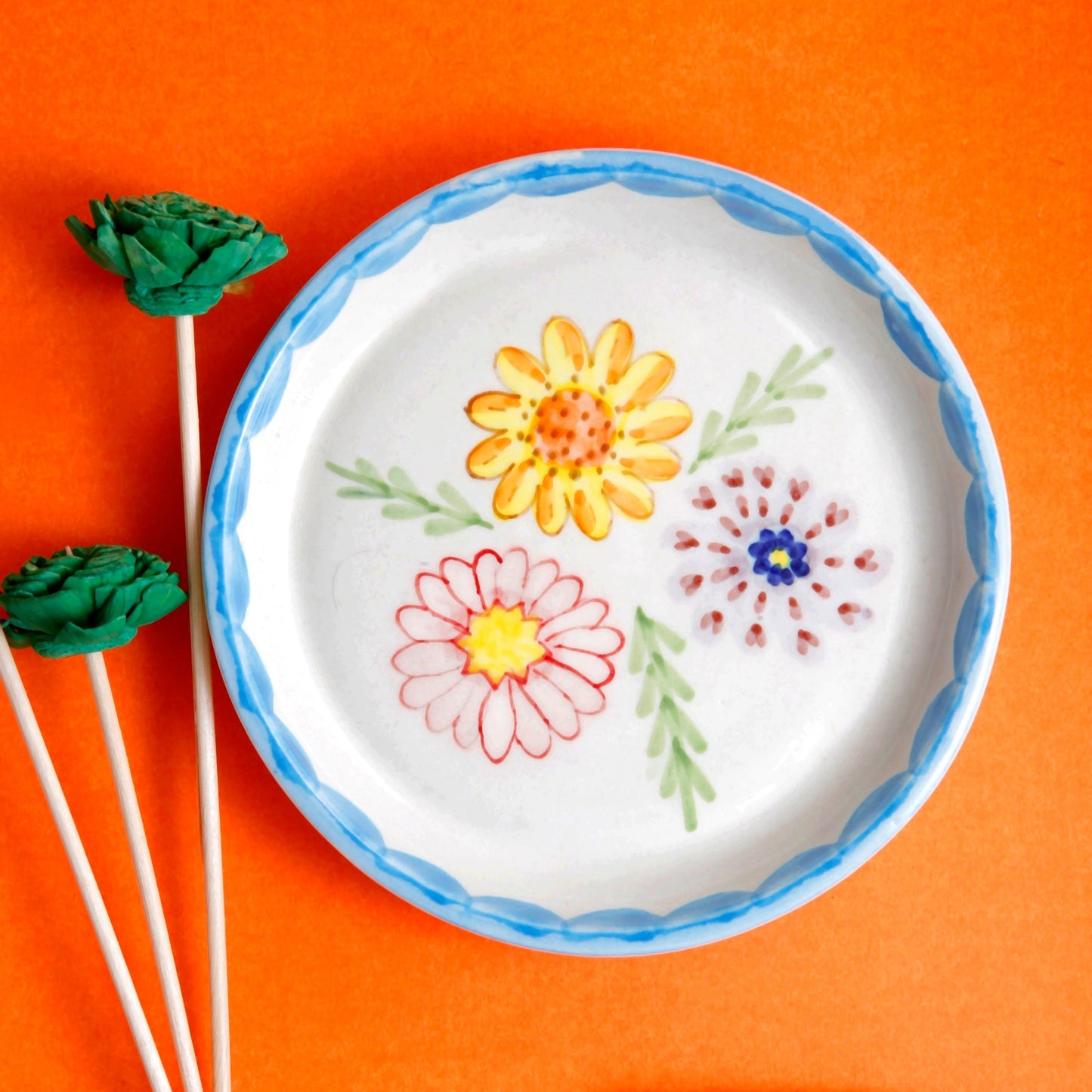 Floral Dessert Plate – Glazed Ceramic – 5 Inch – Microwave & Dishwasher Safe
