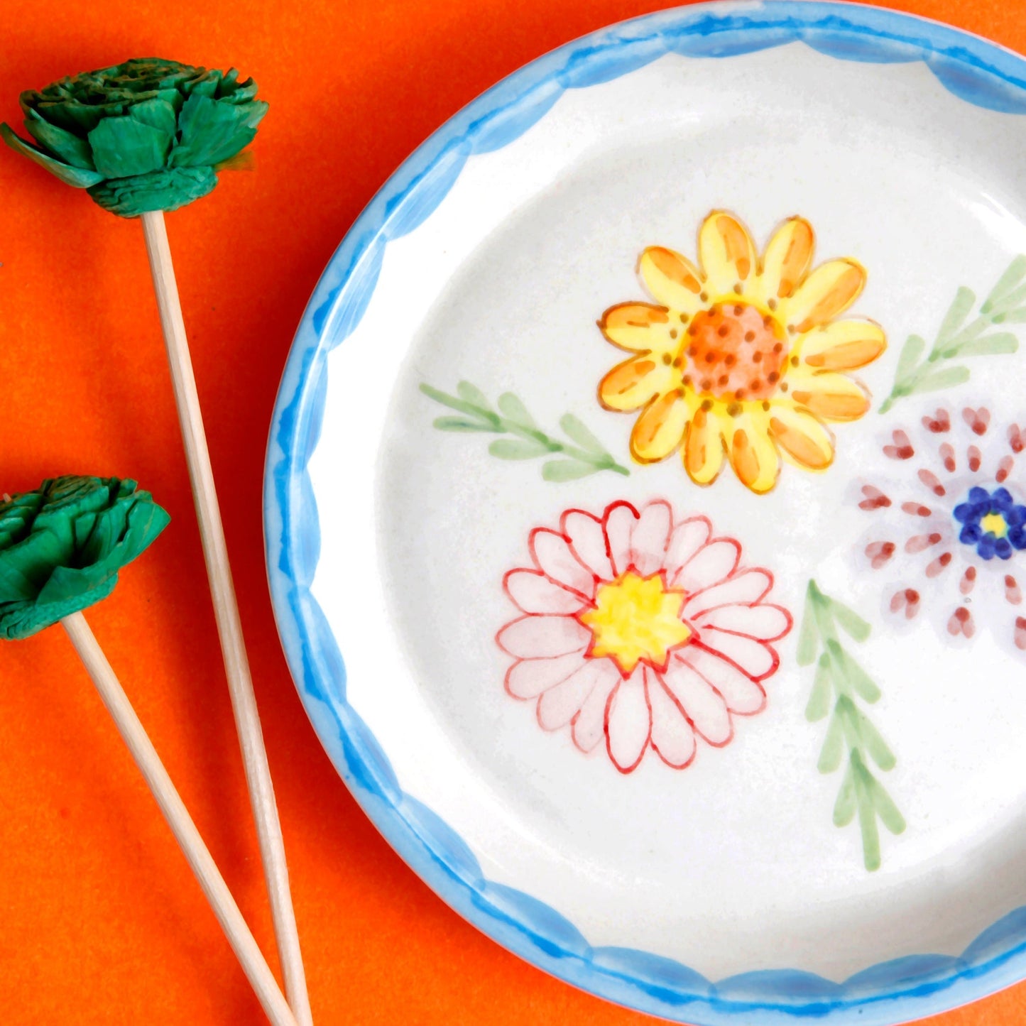Floral Dessert Plate – Glazed Ceramic – 5 Inch – Microwave & Dishwasher Safe