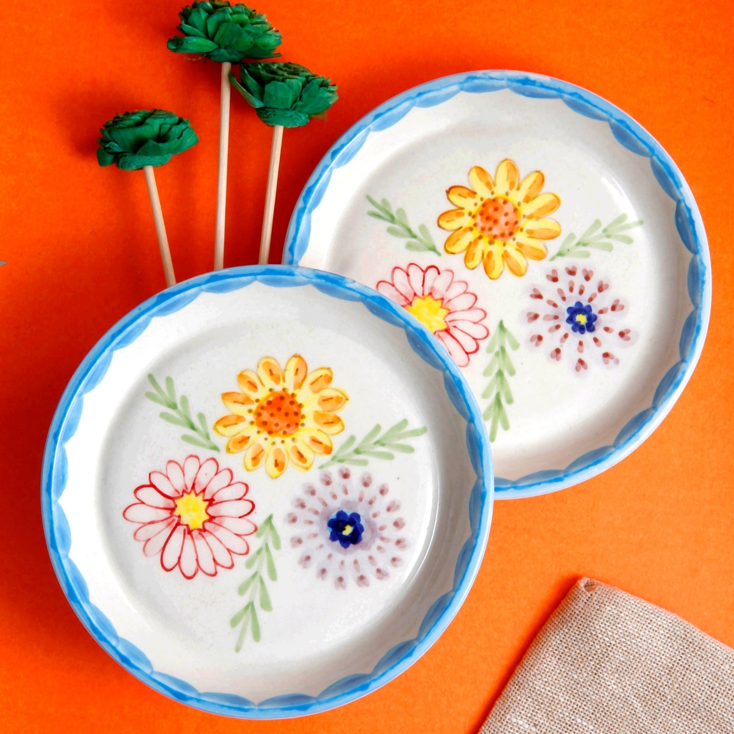 Floral Dessert Plate – Glazed Ceramic – 5 Inch – Microwave & Dishwasher Safe