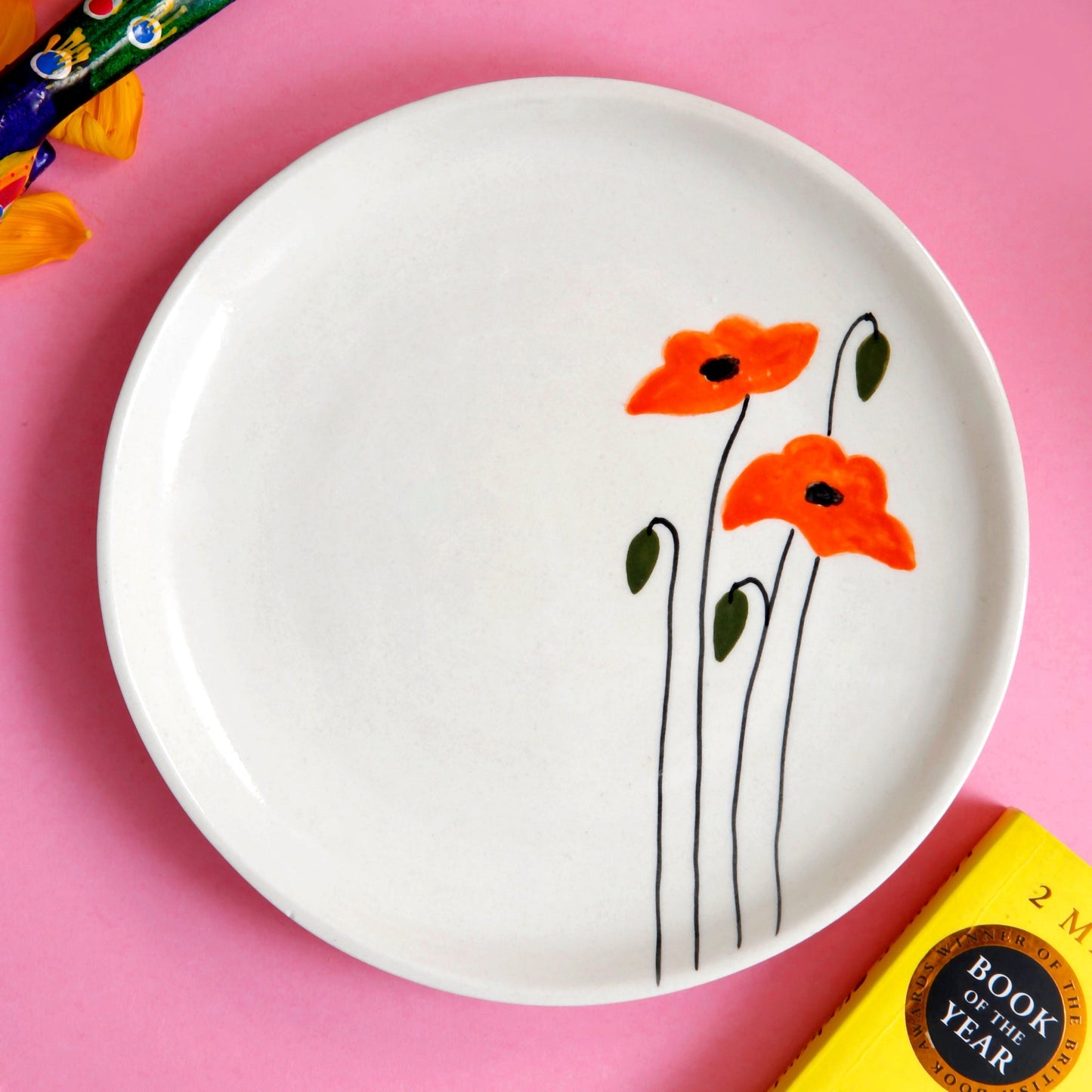 Sunset Quarter Plate – Ceramic Appetizer Side Plate – Microwave Dishwasher Safe – 7 Inch