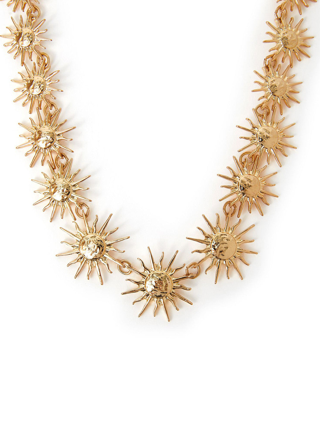 Sun Collar Statement Necklace – Fashion Jewellery – Gold-toned Alloy – 40 cm