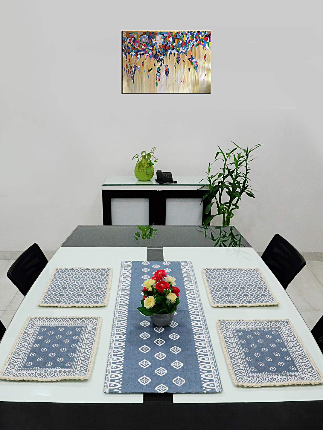 Table Mats – Jute & Cotton Crochet Antiskid – 38x38cm Round, Set of 4