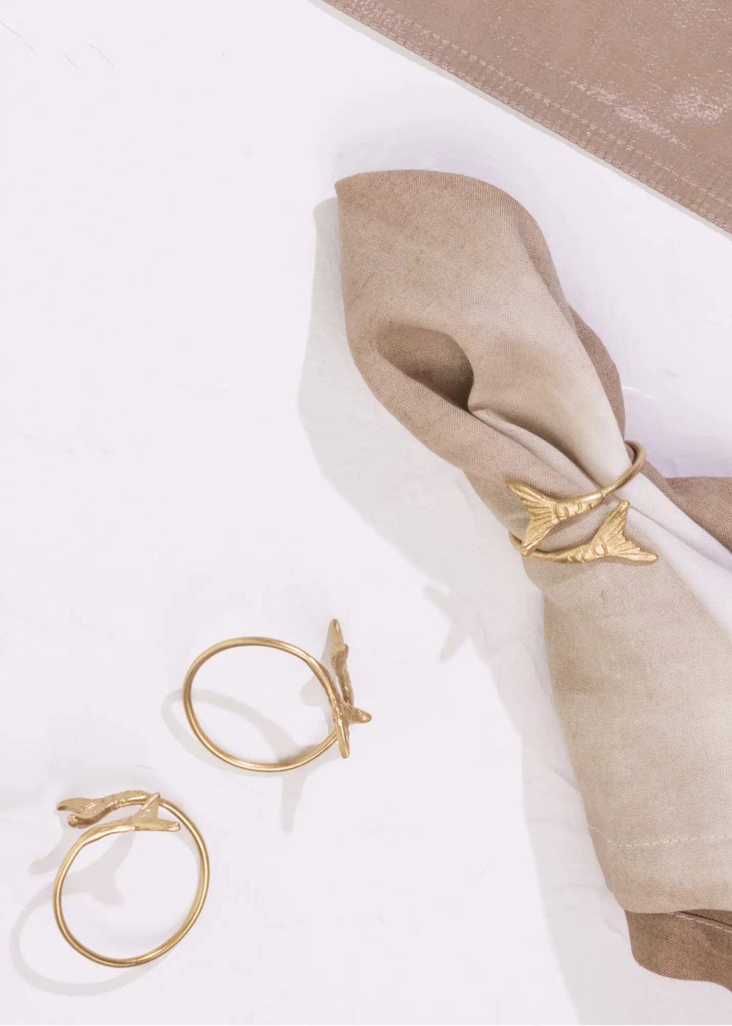Gold Finish Napkin Ring Mermaid Design - Single Piece