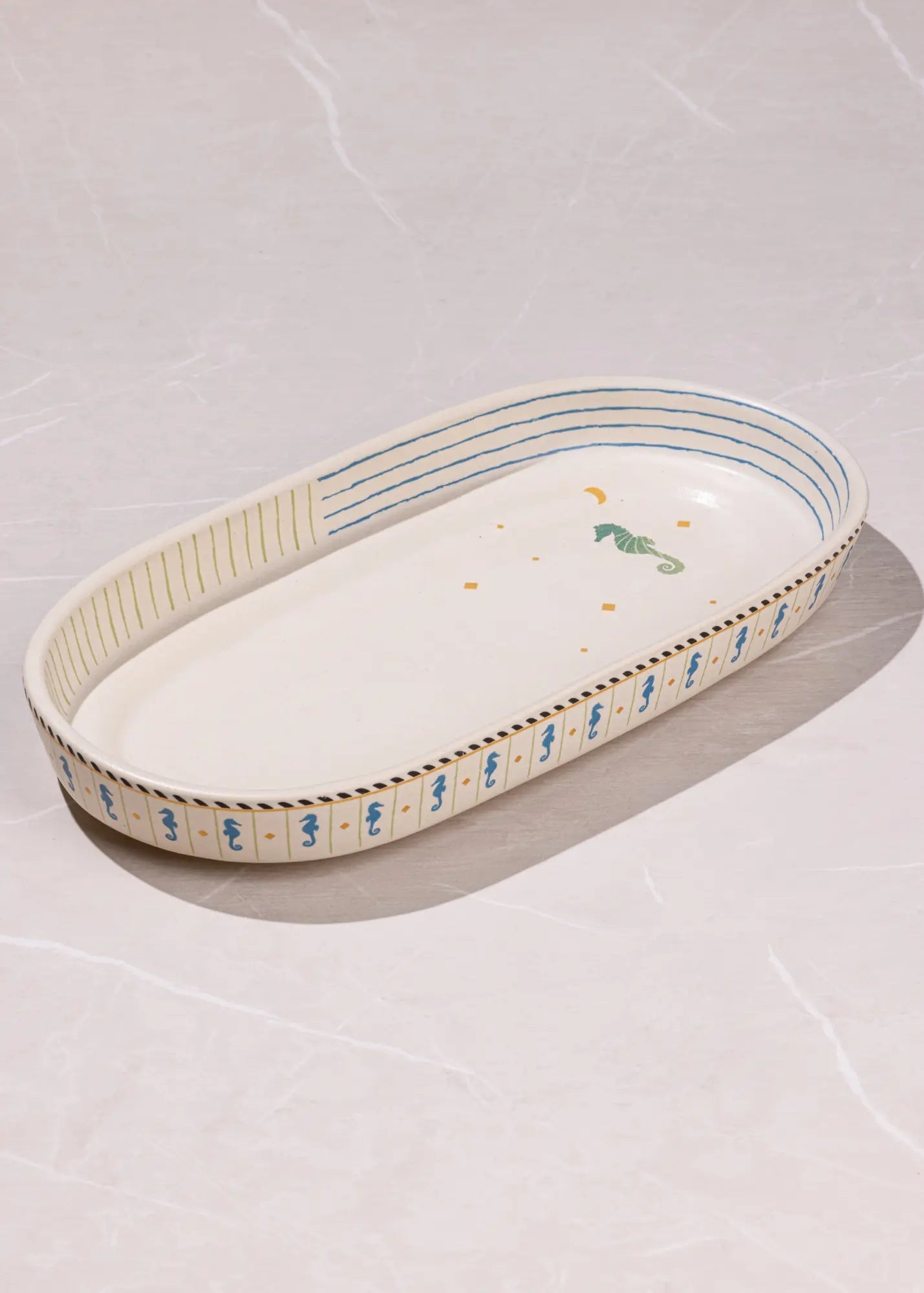 Handcrafted Ceramic Serving Tray - Oblong, 31x16x4cm