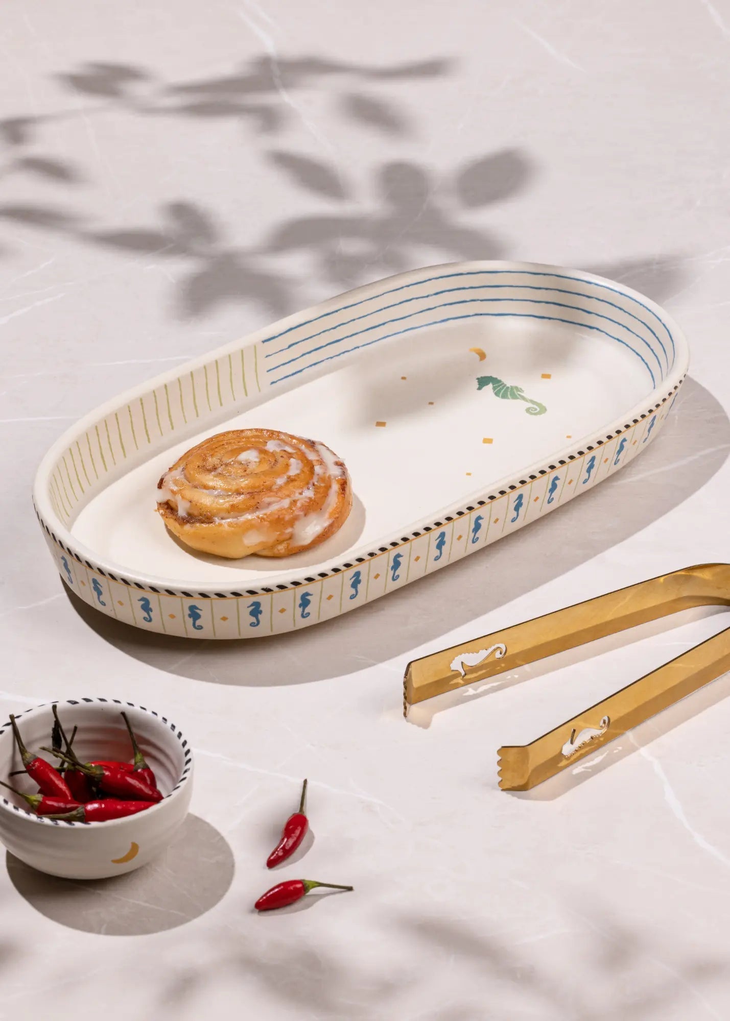 Handcrafted Ceramic Serving Tray - Oblong, 31x16x4cm