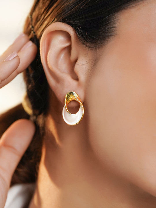 Stud Earrings – Fashion Jewellery – Gold-Plated Stainless Steel – Two-Tone Finish