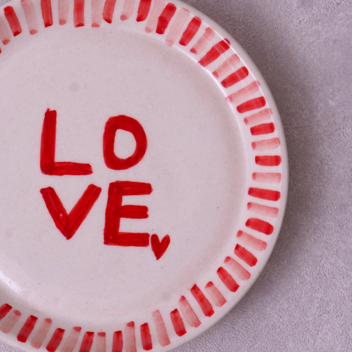 Love with Stripes Plate – Glazed Ceramic Dessert Plate – 5 Inch – Microwave & Dishwasher Safe