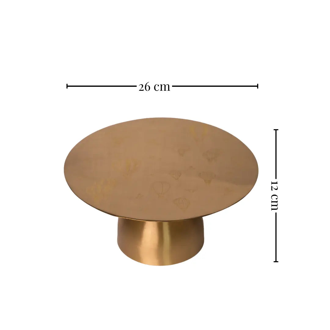 Pure Brass Cake Stand - Laser-Etched Hot Air Balloon Design