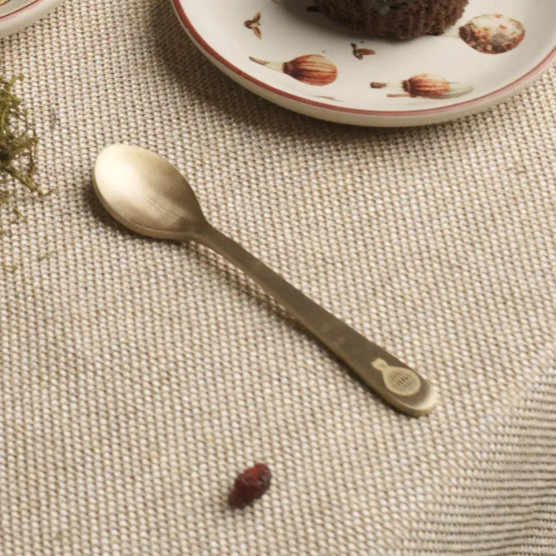 Pure Brass Dessert Spoon Set – Handcrafted Gold Finish Cutlery for Tea, Coffee & Dining