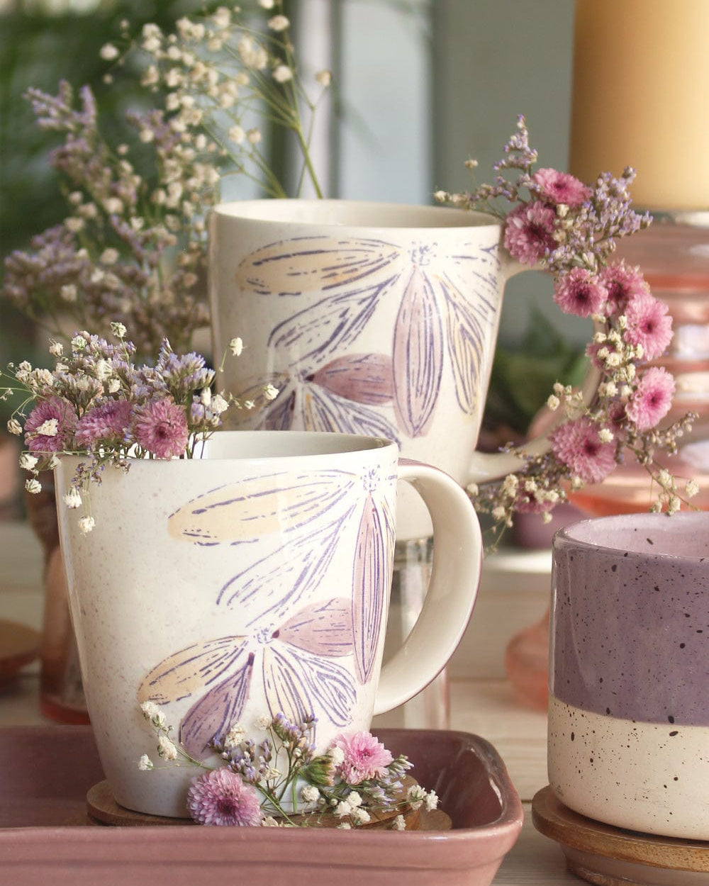 Purplicious Handpainted Ceramic Mugs - Set of 2 - The Wishing Chair