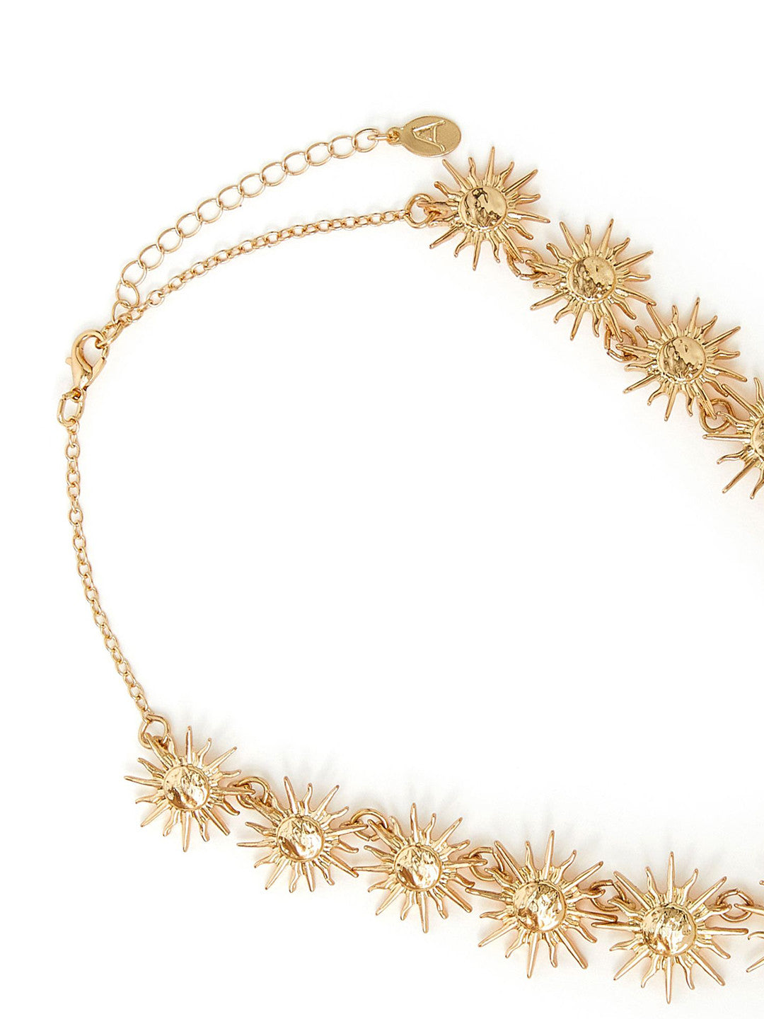 Sun Collar Statement Necklace – Fashion Jewellery – Gold-toned Alloy – 40 cm
