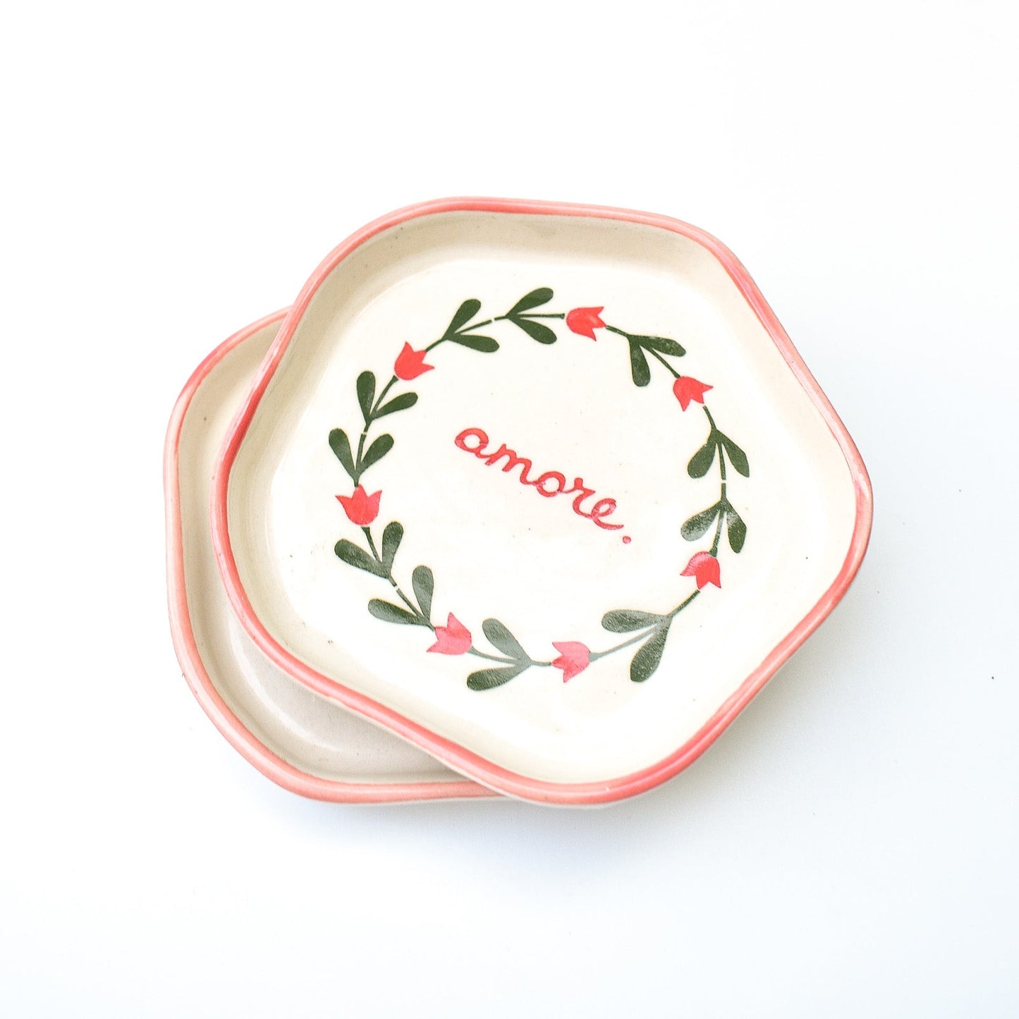 Serving Plate | Ceramic Hand-painted Flowers | Set of 2