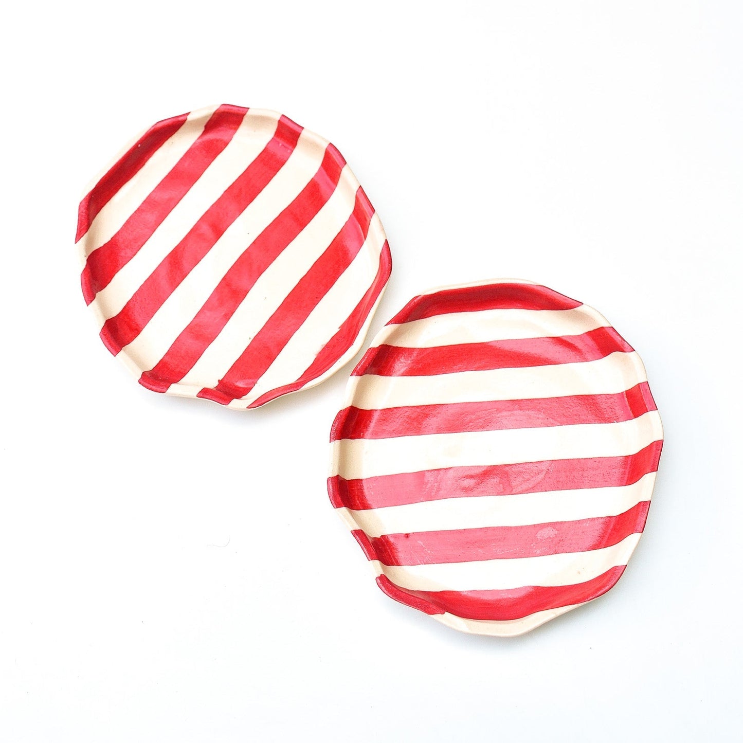 Serving Plate | Ceramic Red Stripe | Set of 2, 5 Inches