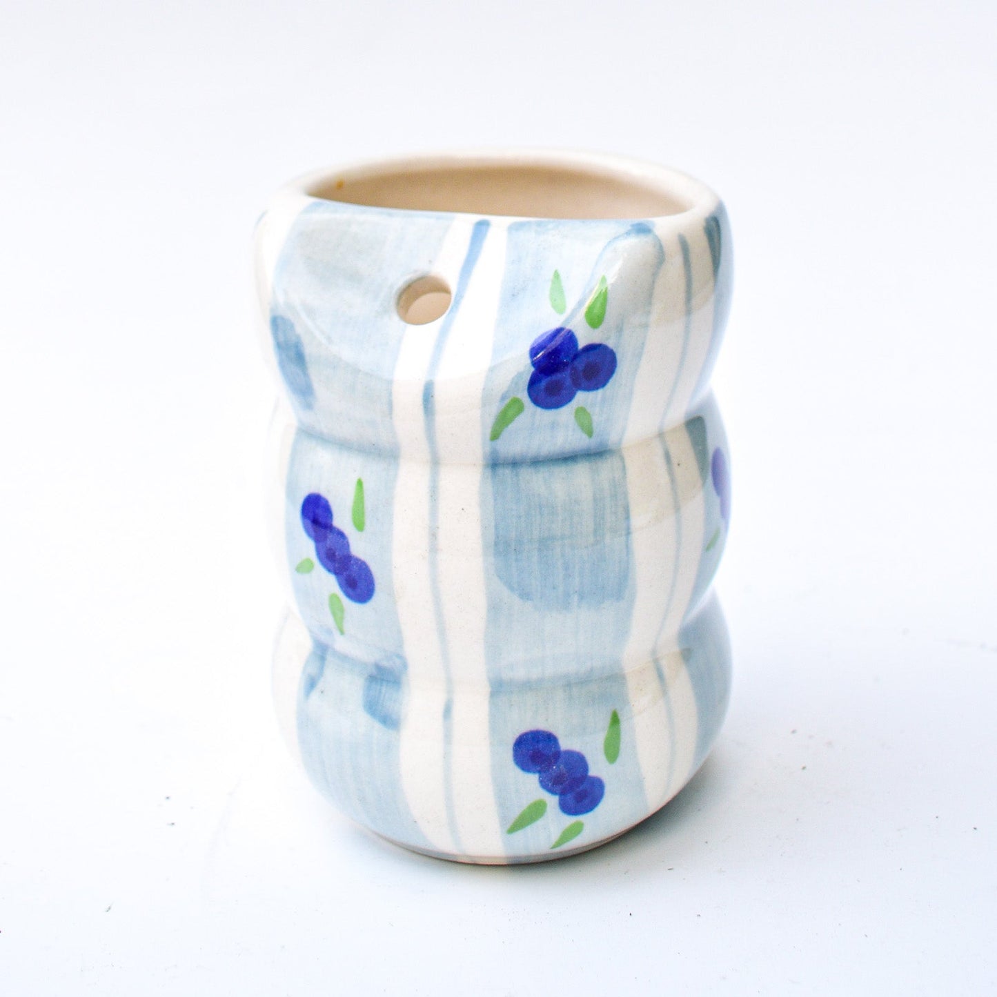 Tumbler | Ceramic Hand-painted With Straw | Blueberry