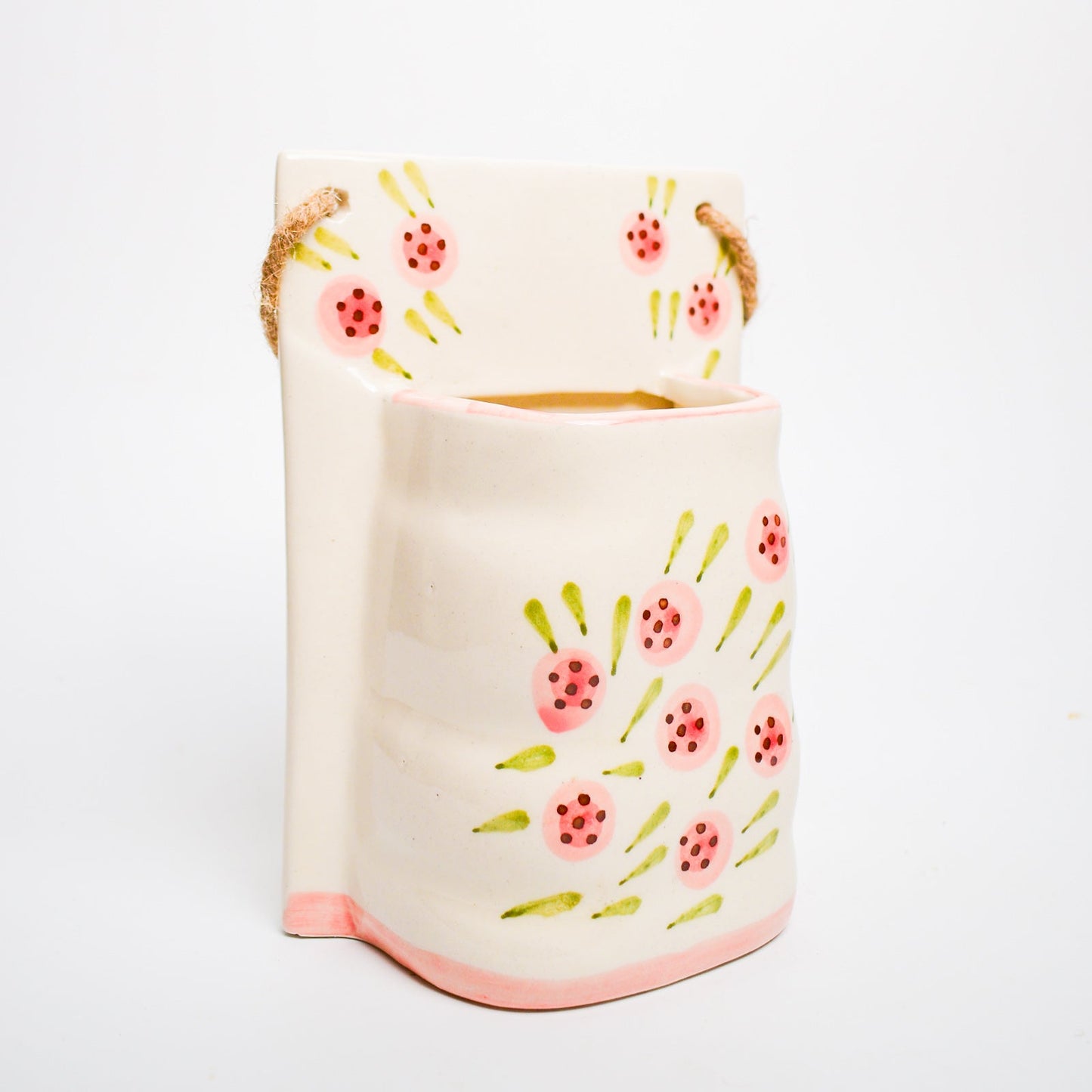 Planter | Ceramic  Hand-painted Round Roses Print