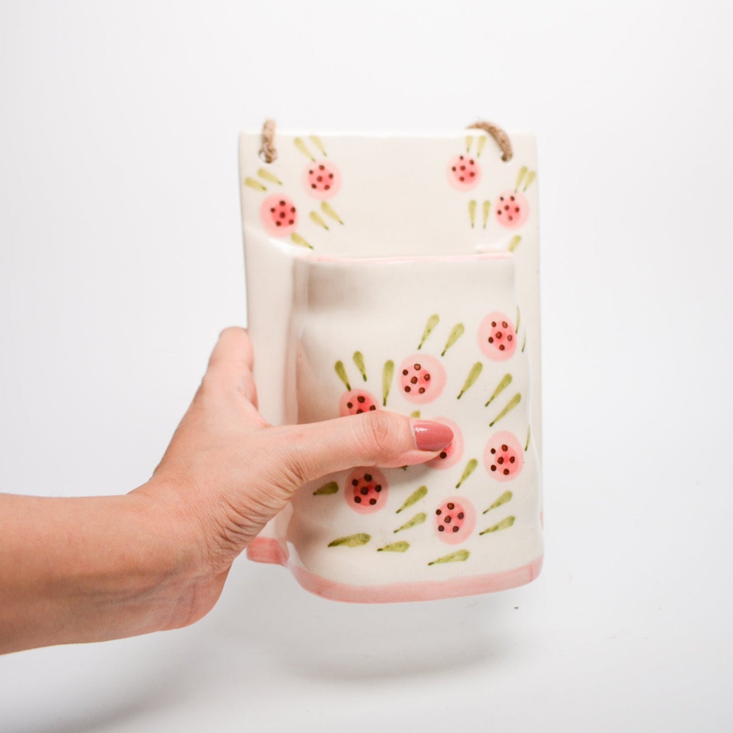 Planter | Ceramic  Hand-painted Round Roses Print