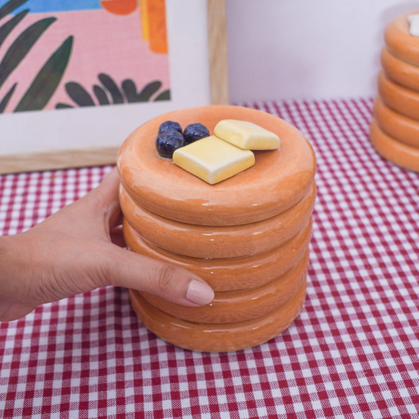 Storage Jar | Ceramic Sculpted Pancake Stack