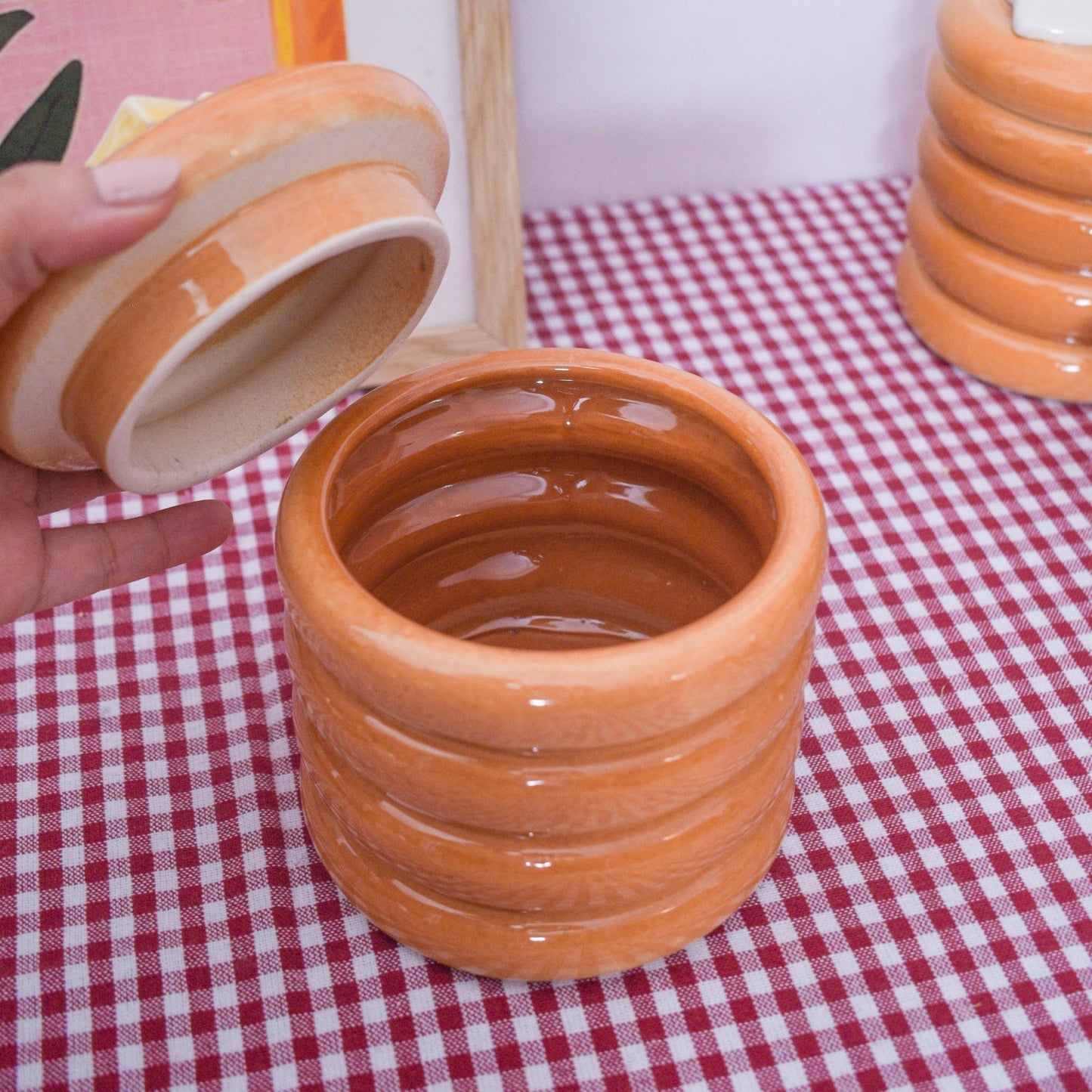 Storage Jar | Ceramic Sculpted Pancake Stack