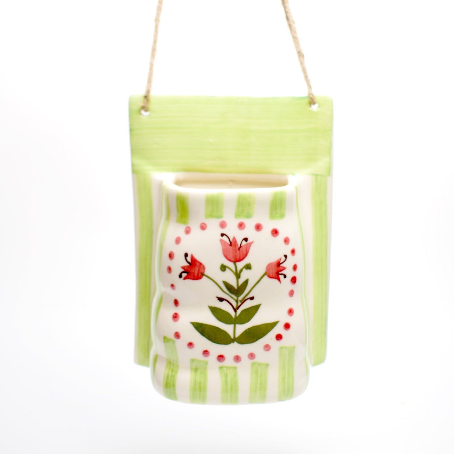 Planter | Ceramic Hand-painted Green Bloom