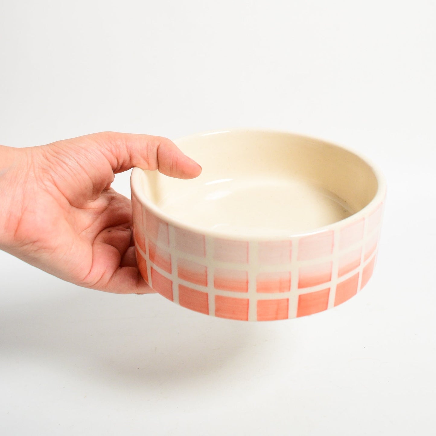 Serving Bowl | Hand-painted Ceramic Checked Ombre | 5 Inch