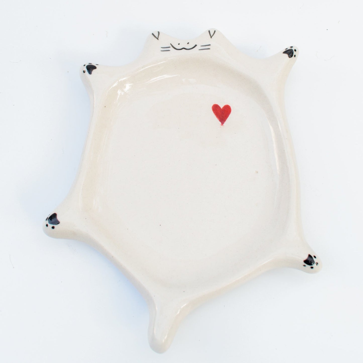 Serving Plate | Ceramic Hand-sculpted Cat Shape | White Cat Design
