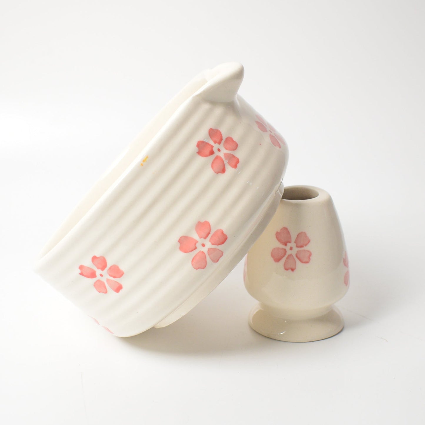 Serving Bowl | Ceramic Hand-painted Matcha Set | Cherry Blossom Set of 2