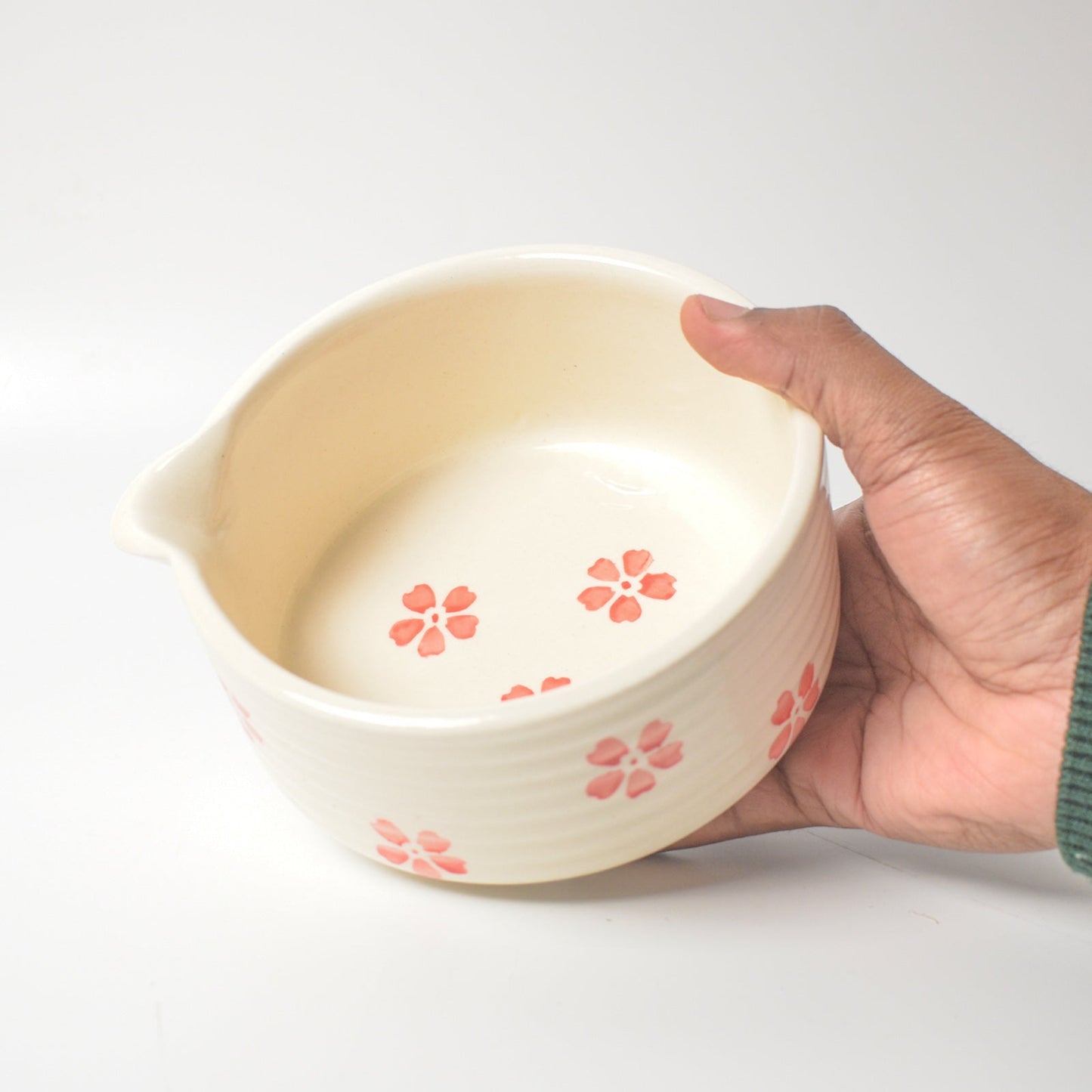 Serving Bowl | Ceramic Hand-painted Matcha Set | Cherry Blossom Set of 2