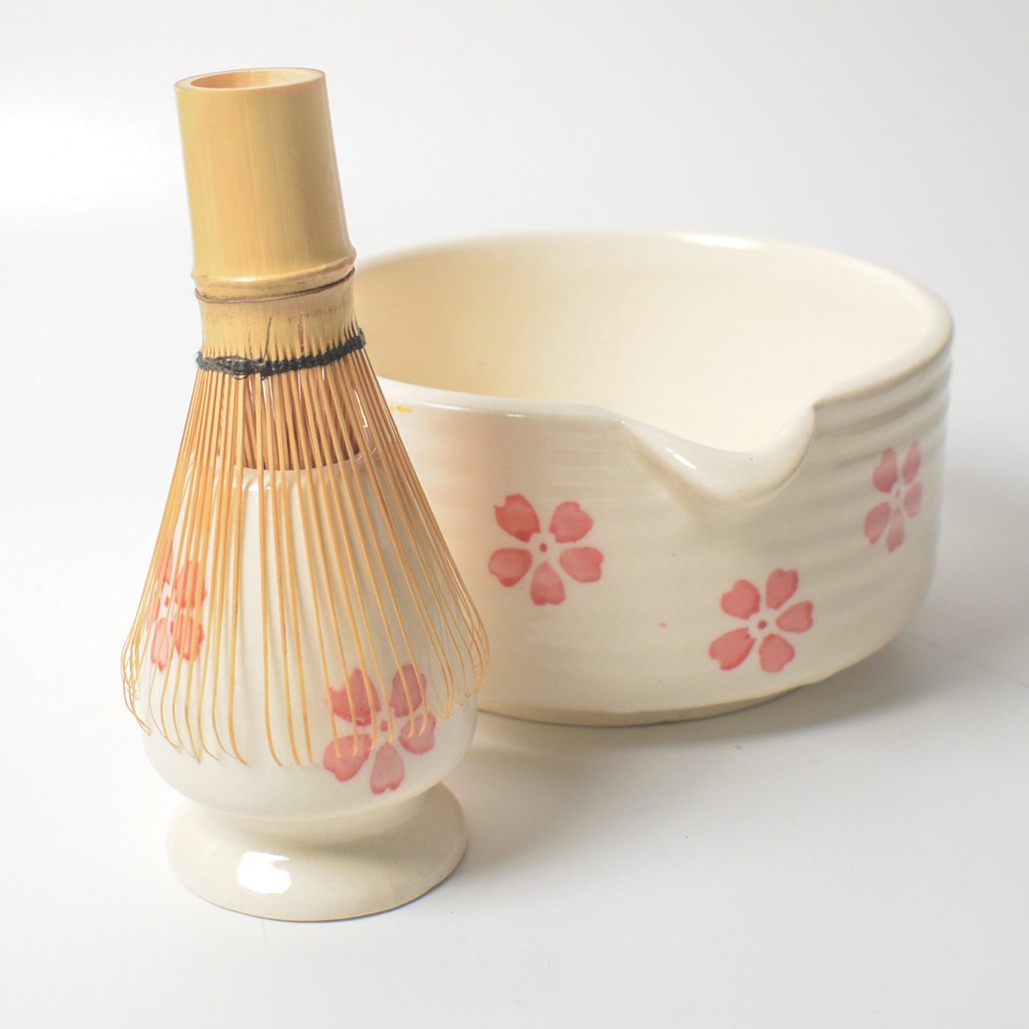 Serving Bowl | Ceramic Hand-painted Matcha Set | Cherry Blossom Set of 2