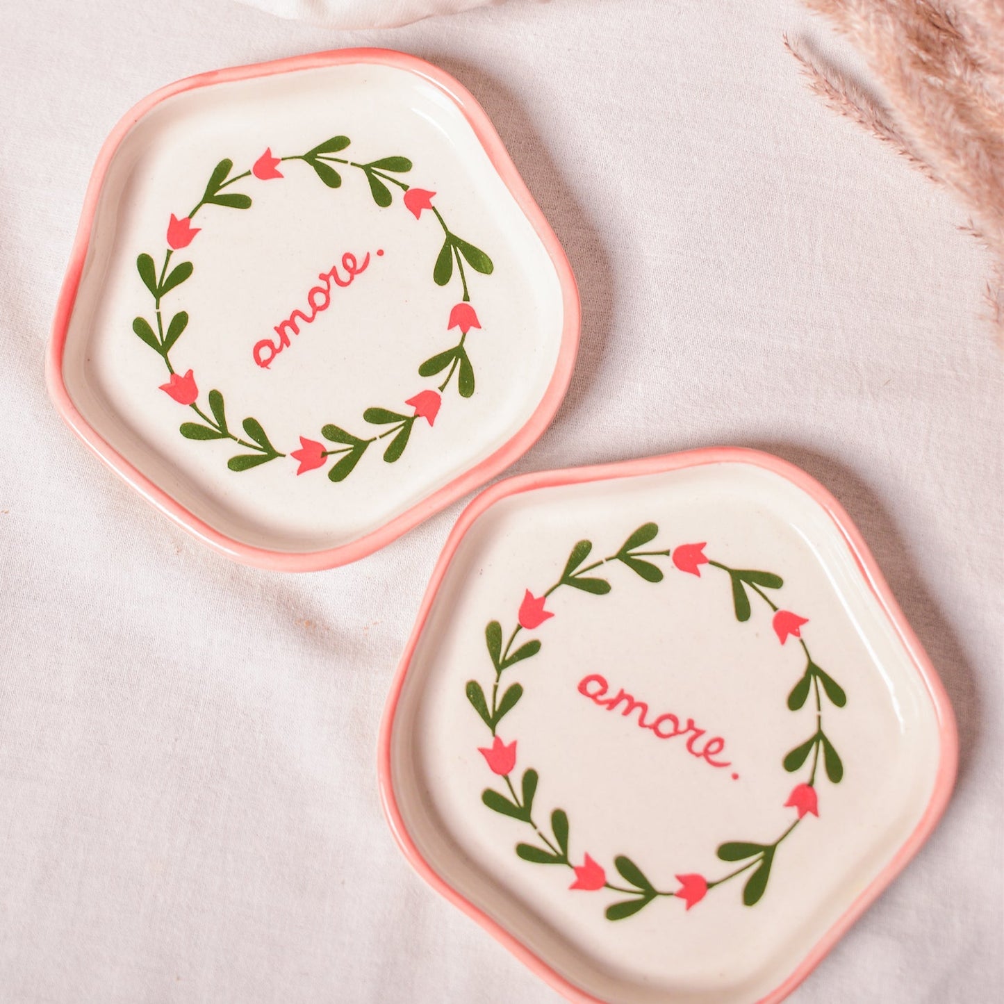 Serving Plate | Ceramic Hand-painted Flowers | Set of 2