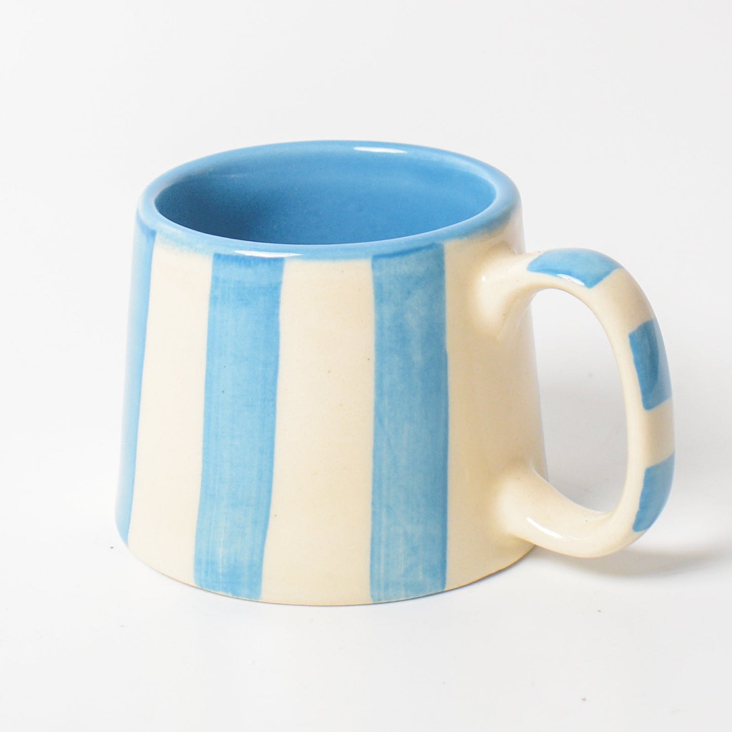 Mug | Hand-painted Vertical Stripes | Light Blue