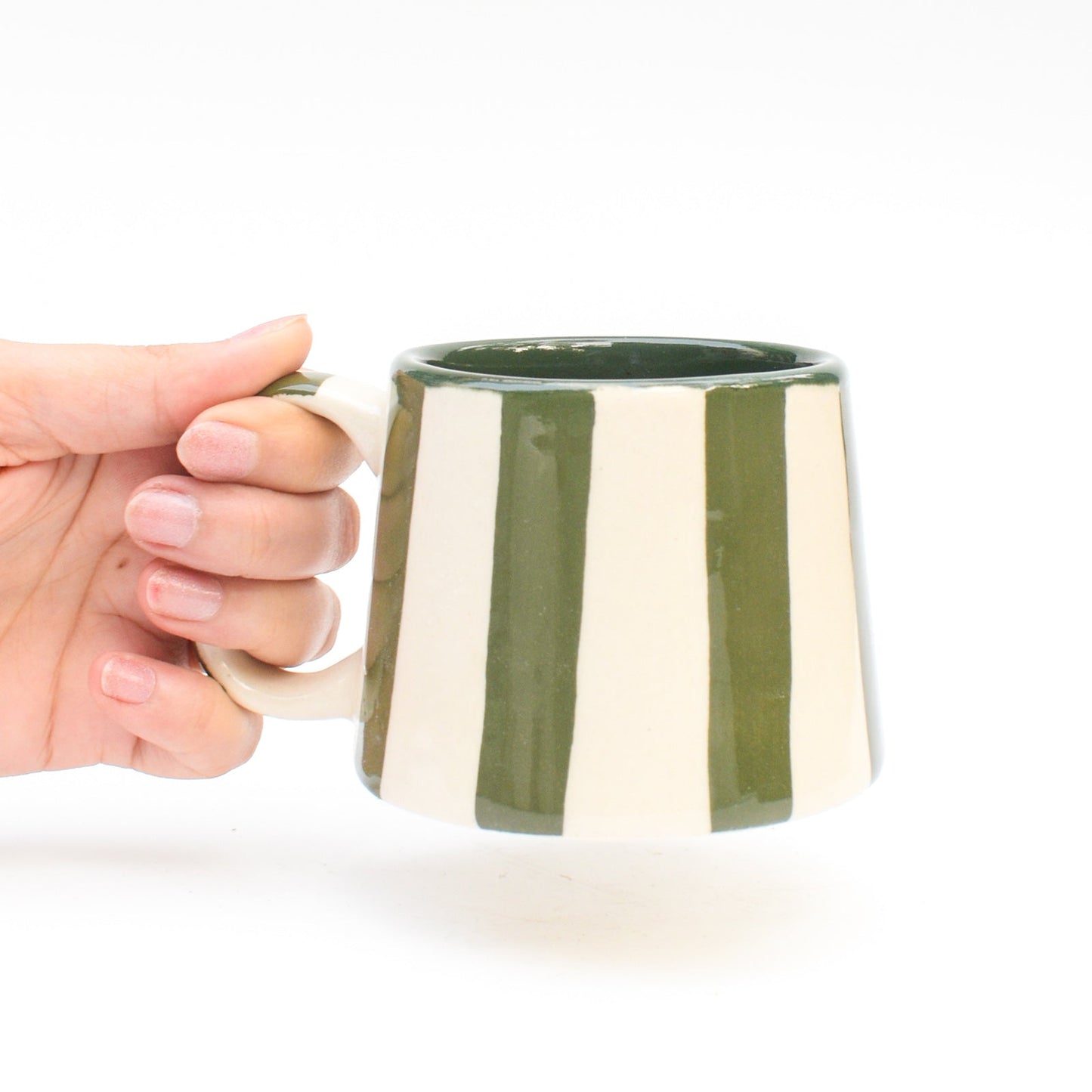 Mug | Hand-finished Ceramic Stripes | Olive