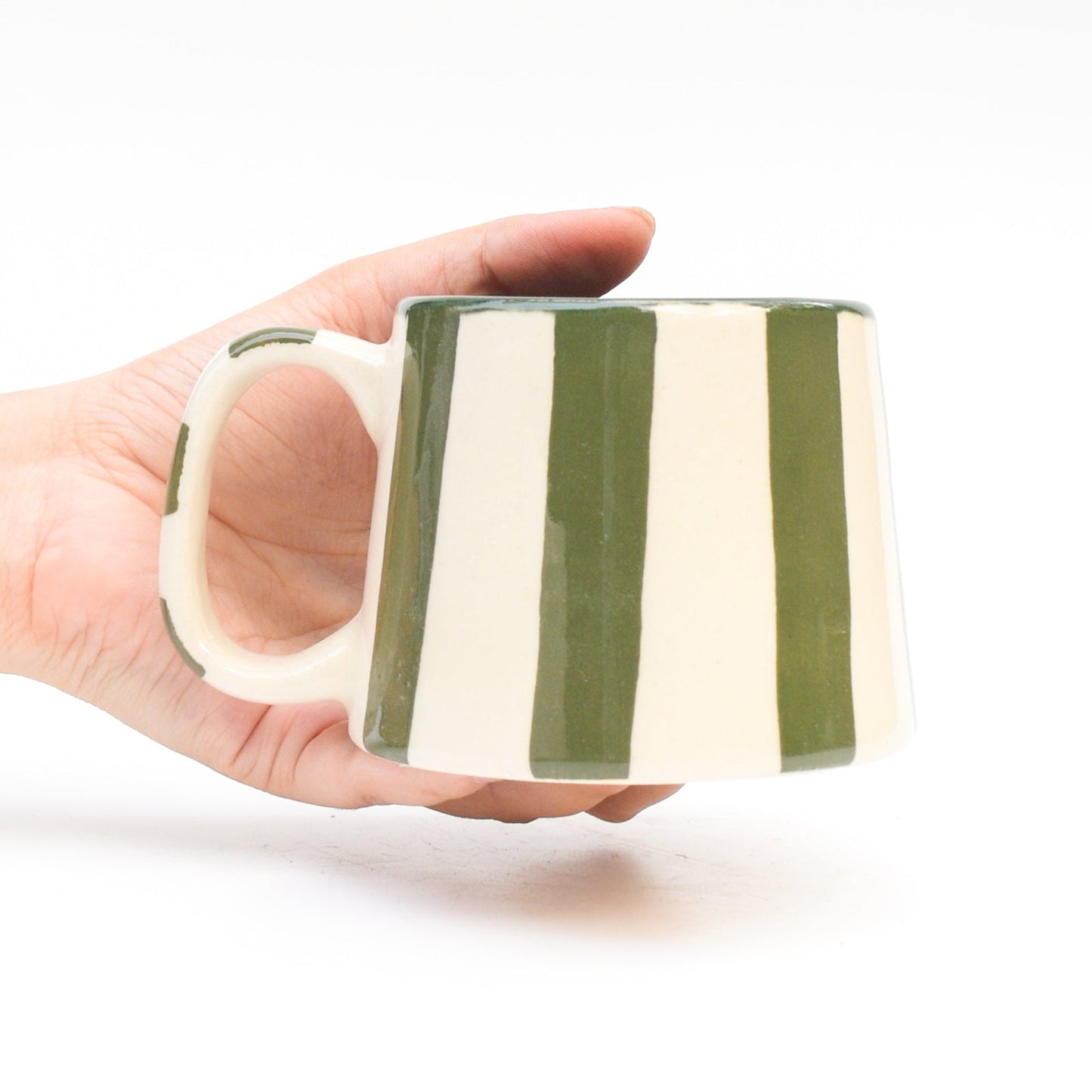 Mug | Hand-finished Ceramic Stripes | Olive
