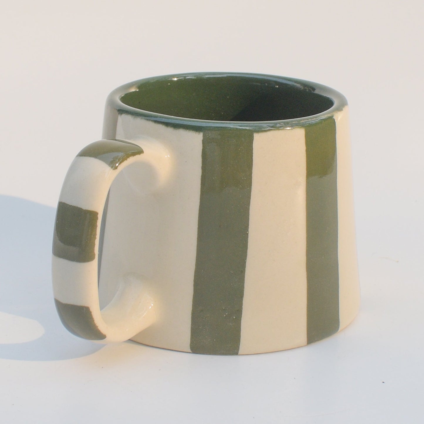 Mug | Hand-finished Ceramic Stripes | Olive