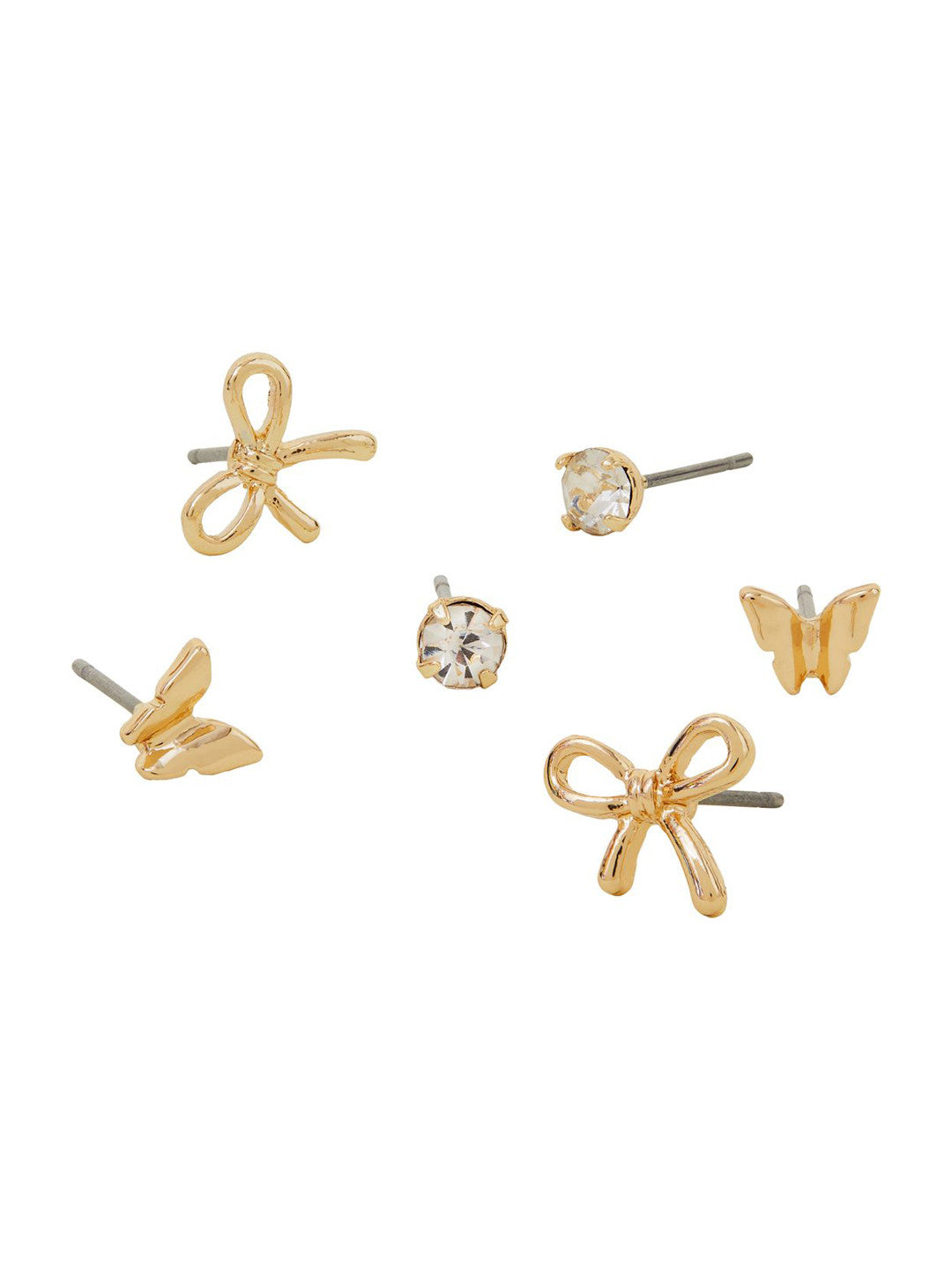 Contemporary Studs Earrings – Crystal Embellished – Gold-Toned – 1cm Length