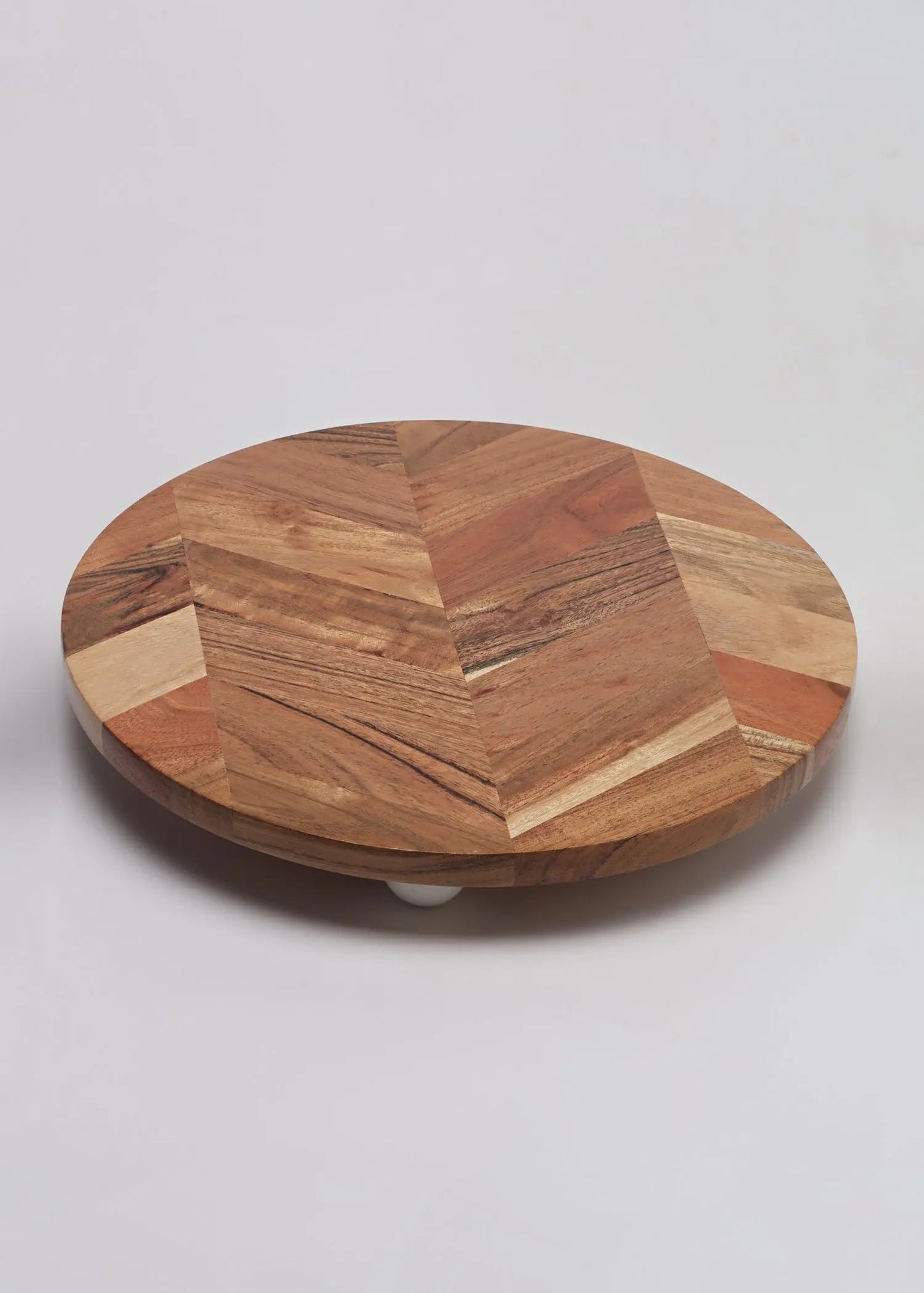 Acacia Wood Raised Serving Platter - Marble Accent