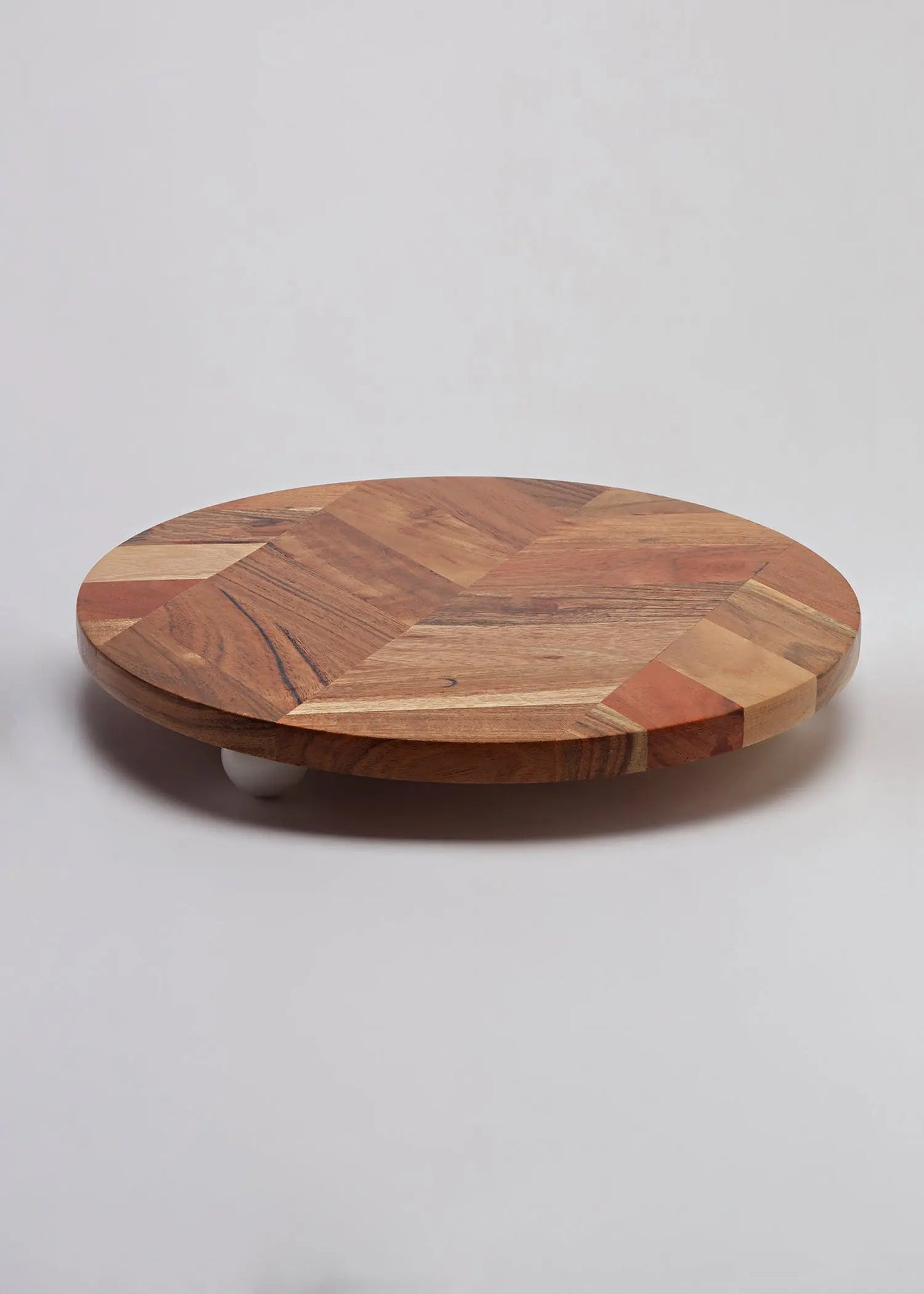 Acacia Wood Raised Serving Platter - Marble Accent