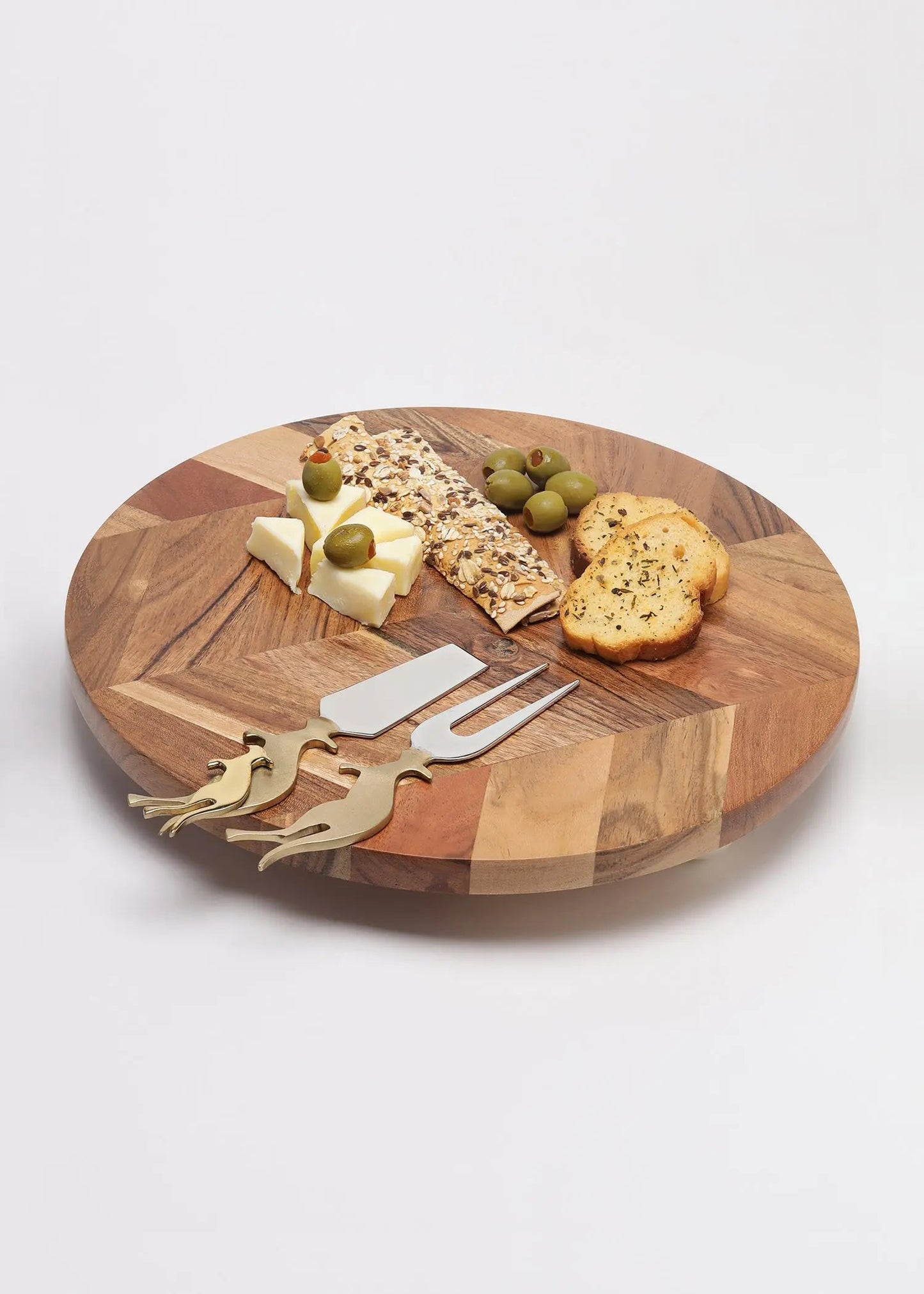 Acacia Wood Raised Serving Platter - Marble Accent